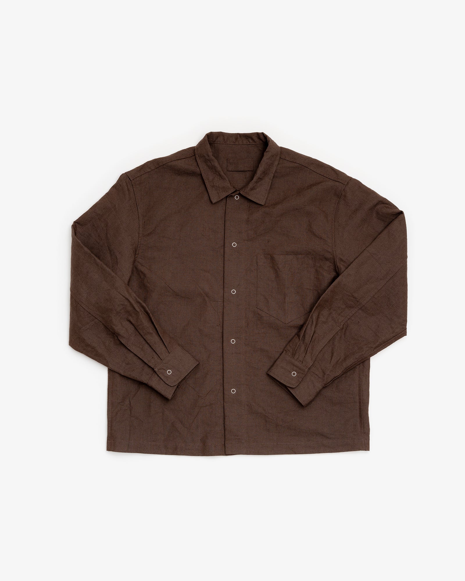 WORKSHOP SHIRT - DARK BROWN LINEN/WASHI WEATHER CLOTH