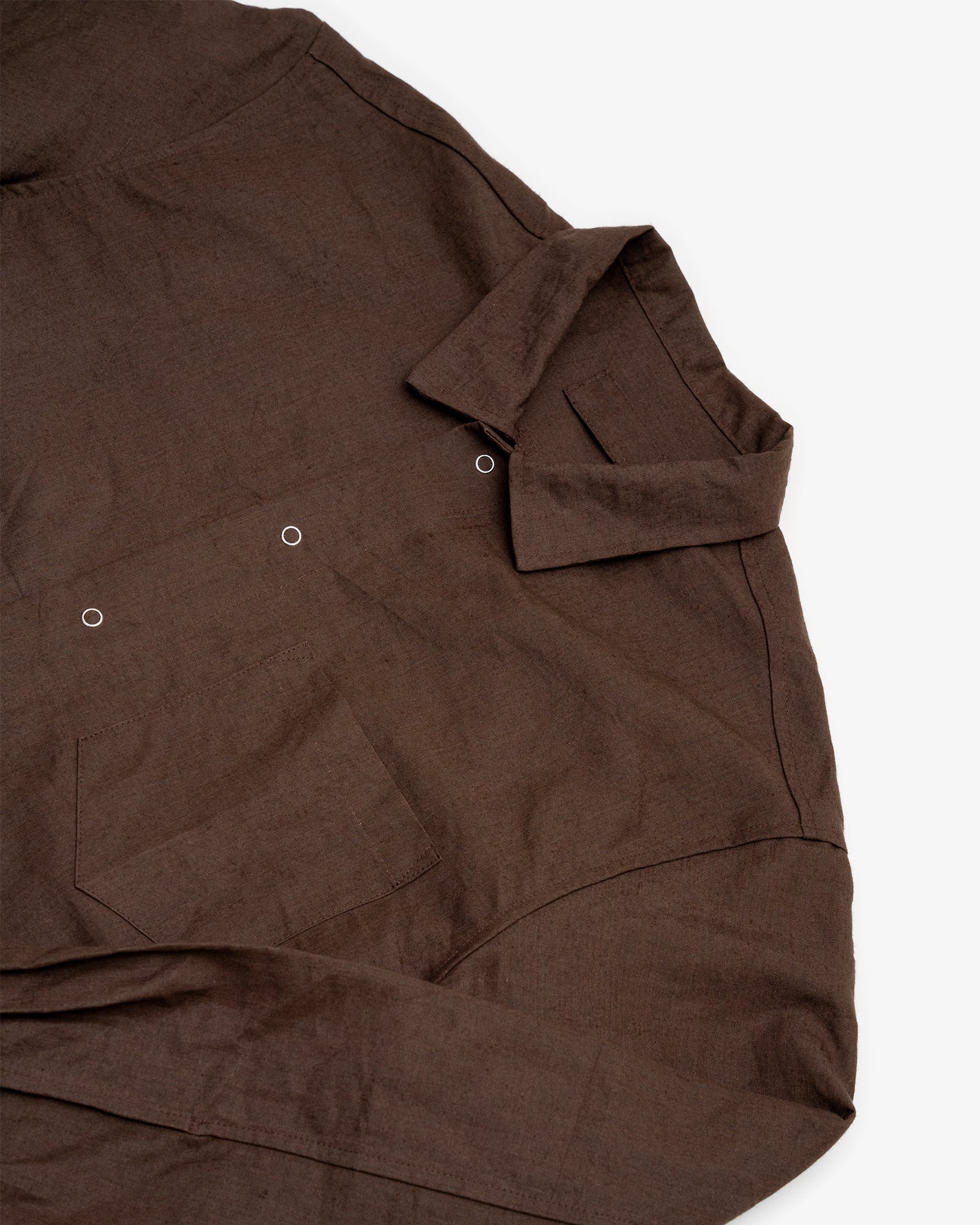 WORKSHOP SHIRT - DARK BROWN LINEN/WASHI WEATHER CLOTH