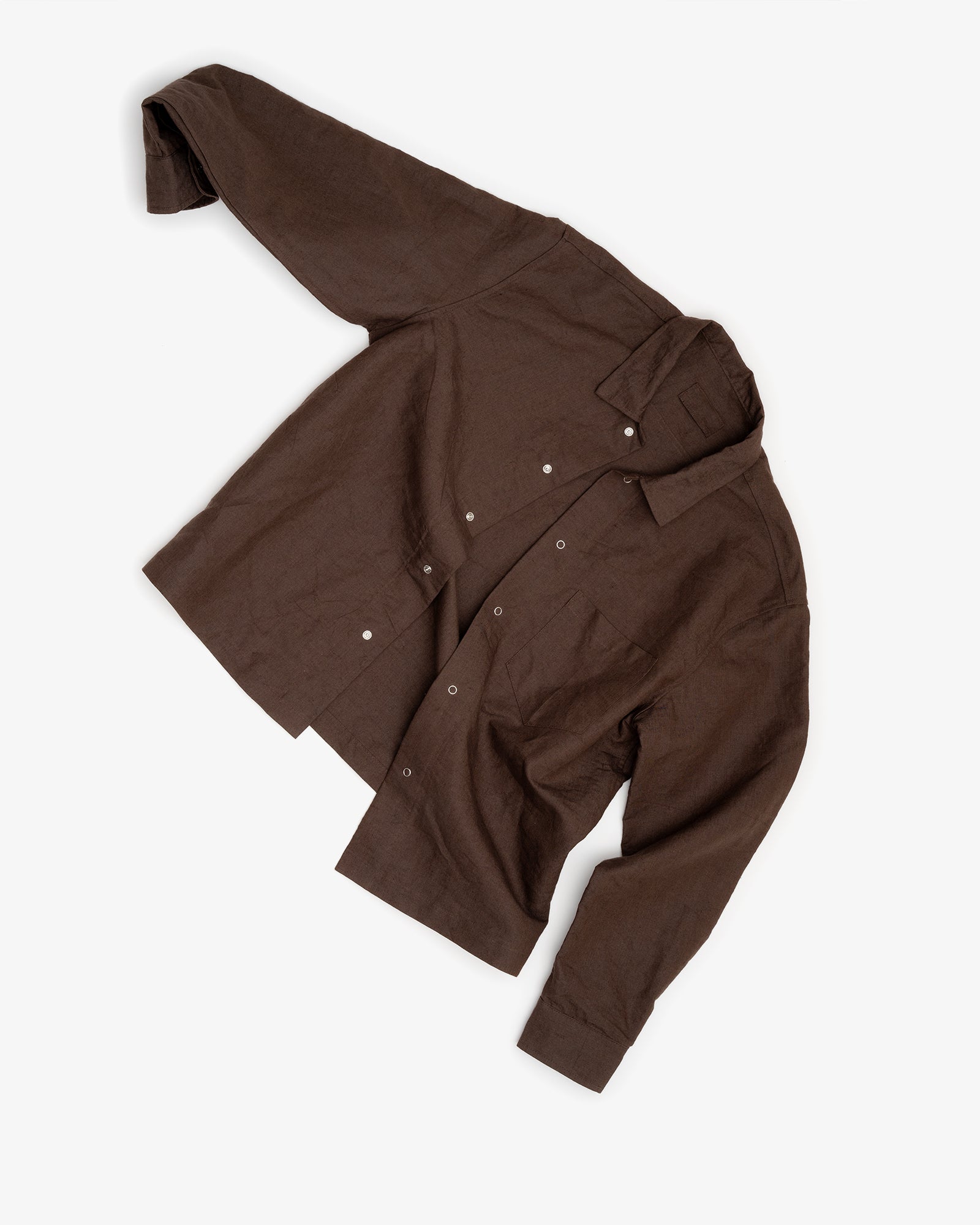 WORKSHOP SHIRT - DARK BROWN LINEN/WASHI WEATHER CLOTH