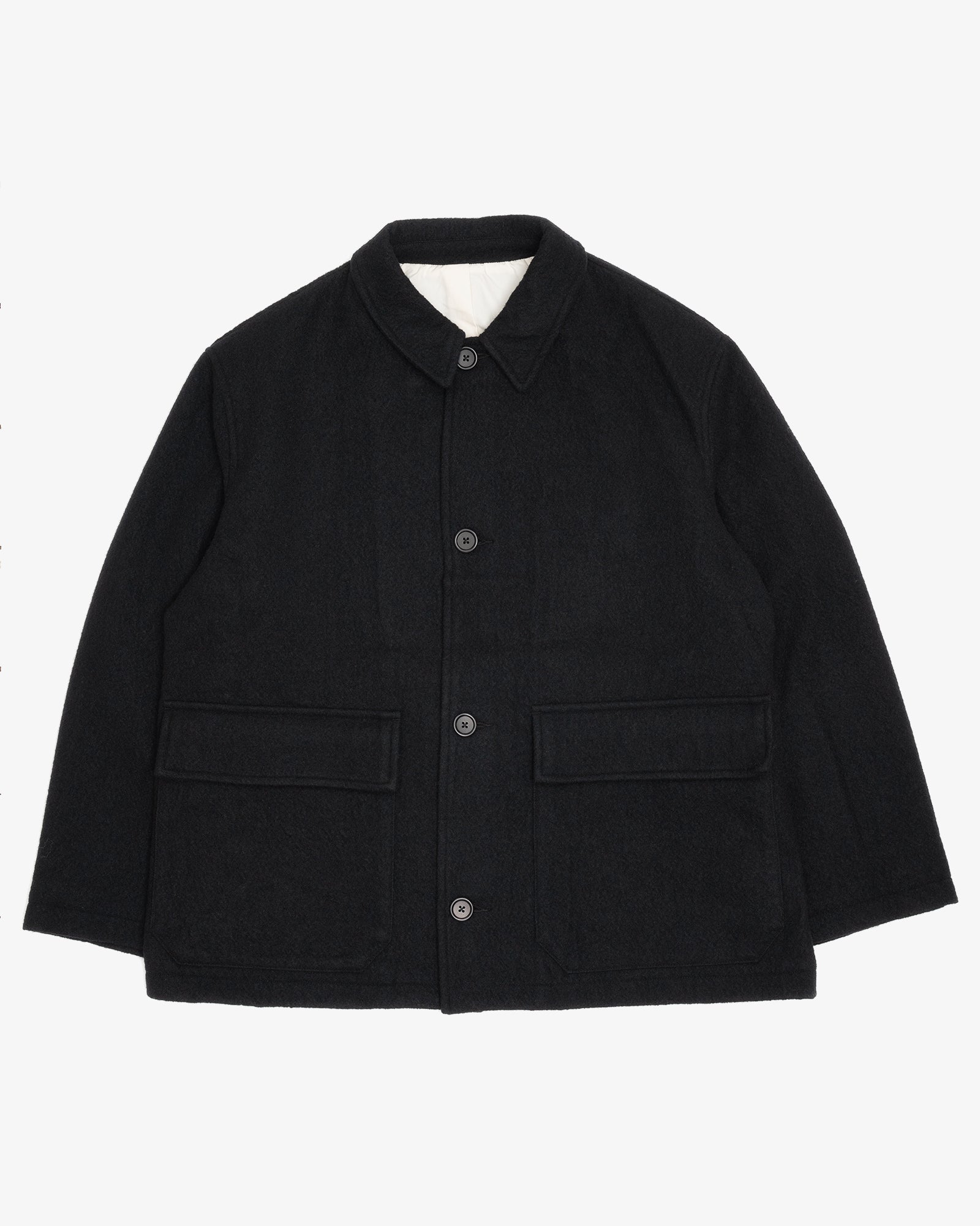 SAWED OFF MAC - BLACK PIECE DYED WOOL TWILL