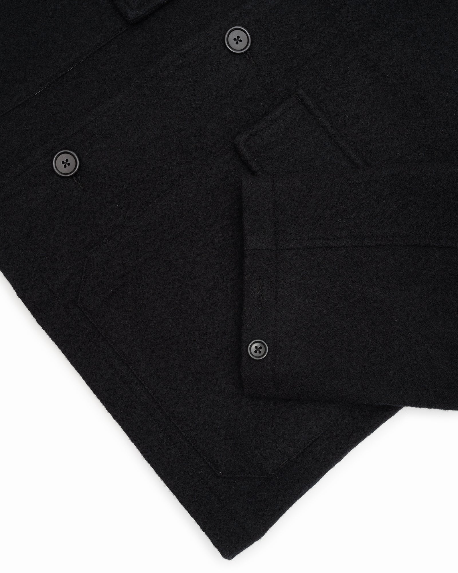 SAWED OFF MAC - BLACK PIECE DYED WOOL TWILL