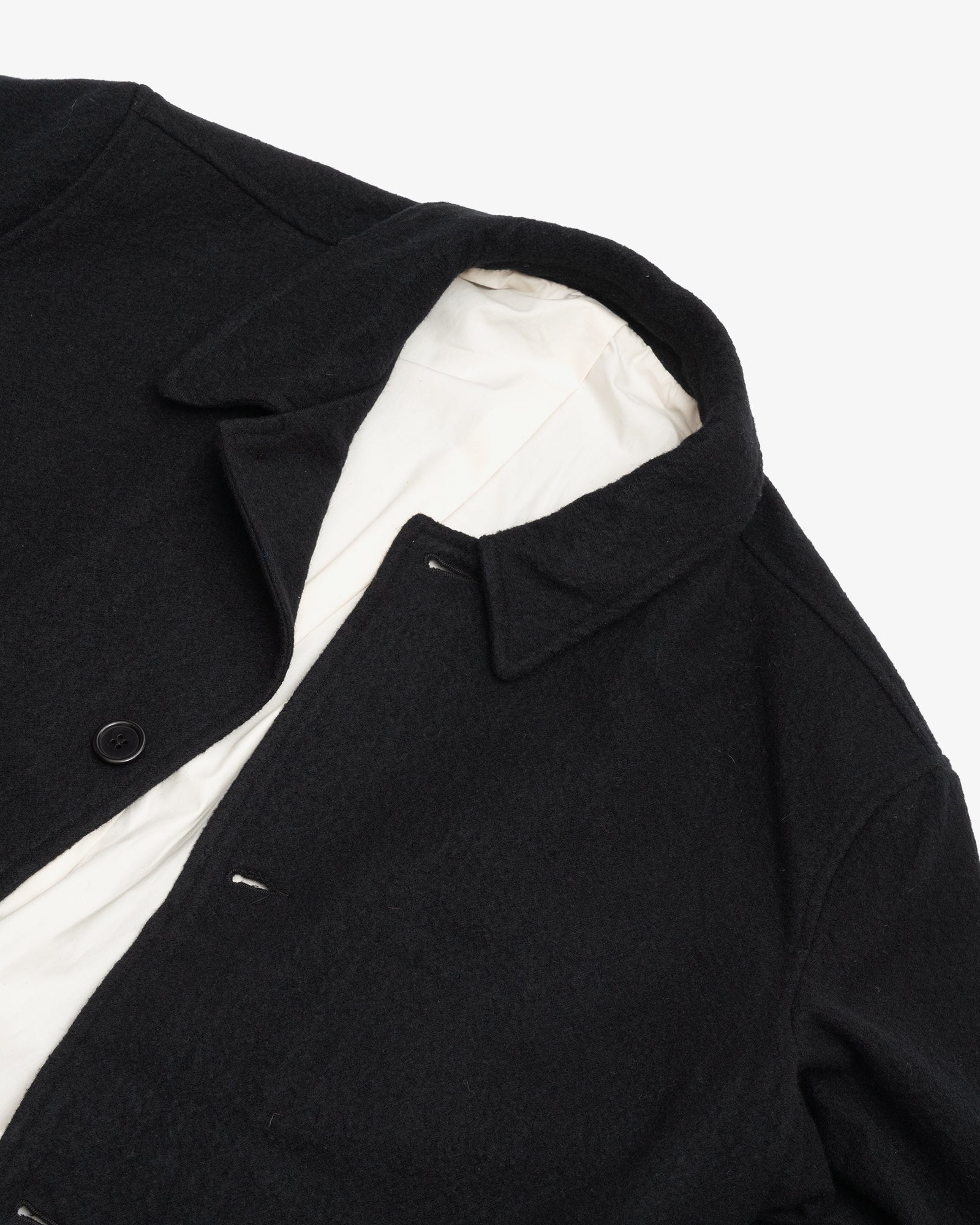 SAWED OFF MAC - BLACK PIECE DYED WOOL TWILL
