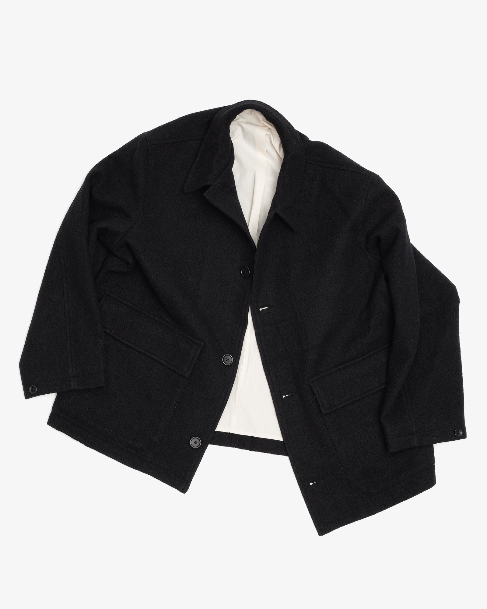 SAWED OFF MAC - BLACK PIECE DYED WOOL TWILL