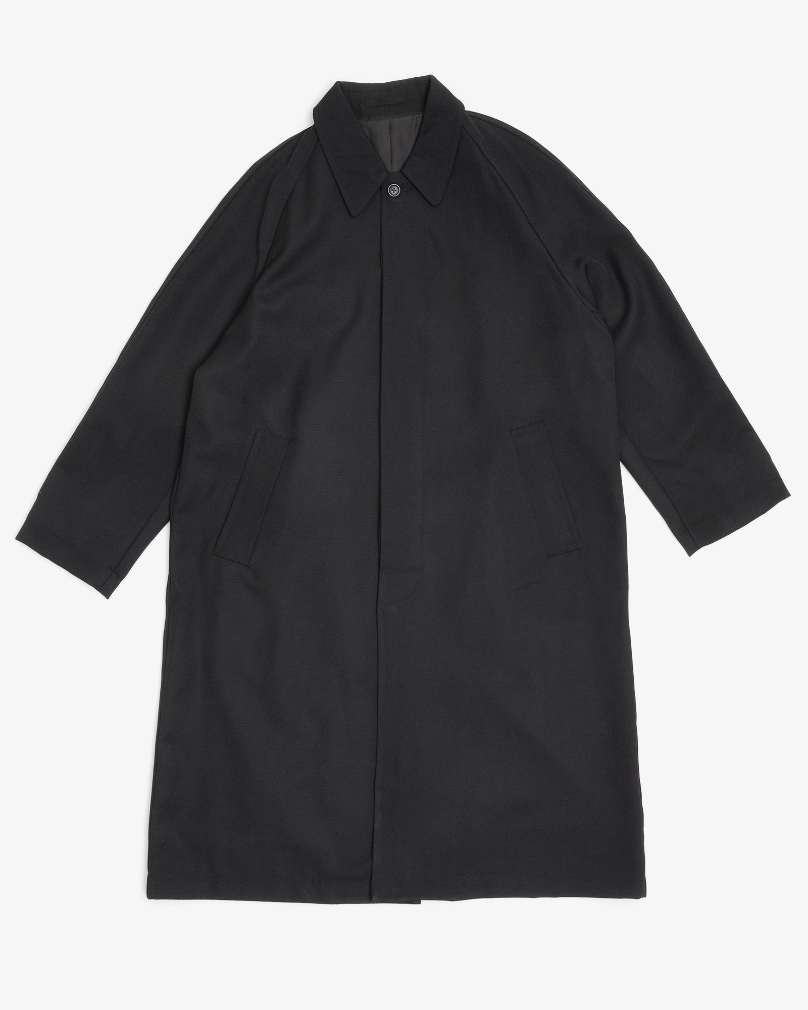 DRAFT COAT - BLACK HEAVYWEIGHT WOOL GABARDINE