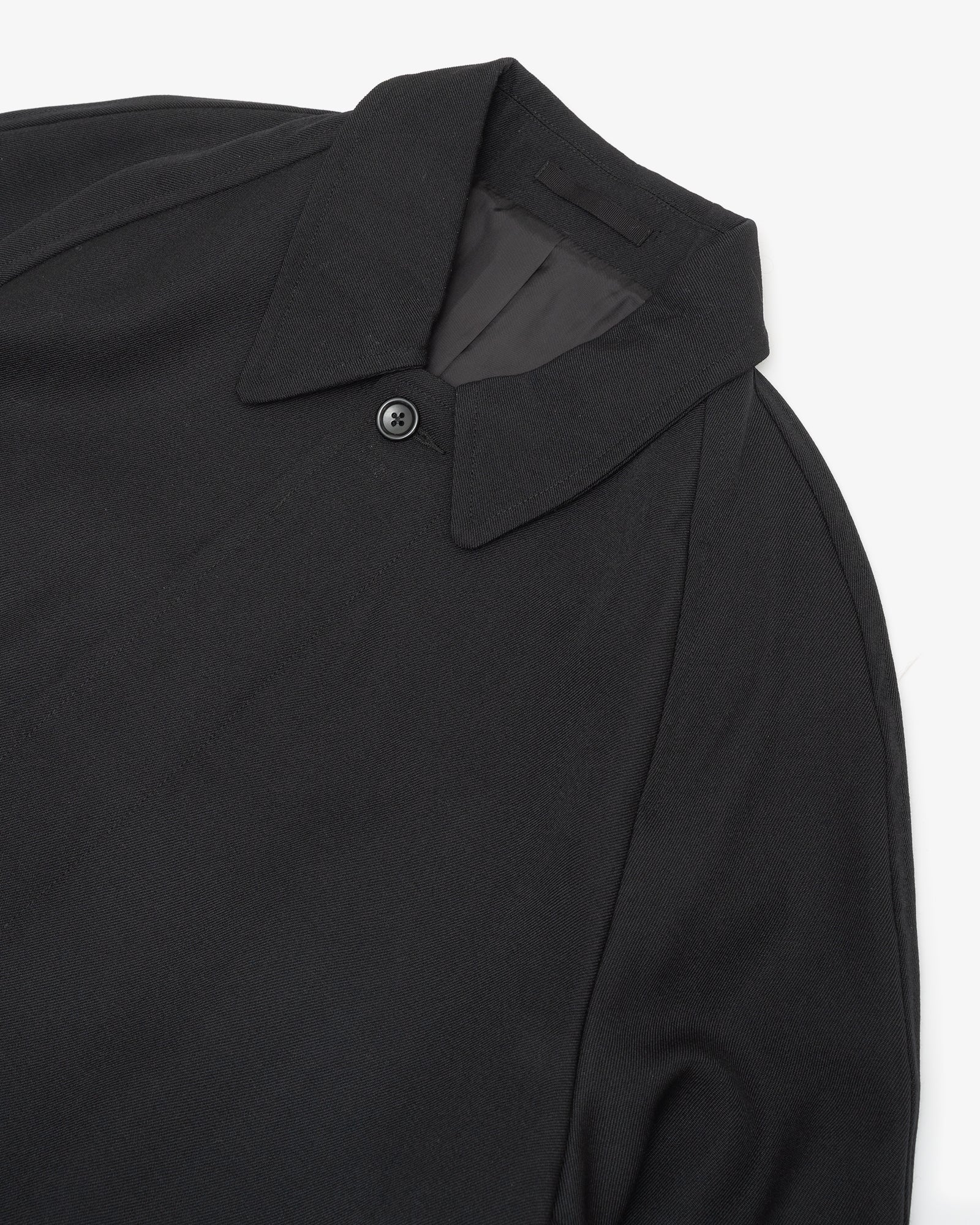 DRAFT COAT - BLACK HEAVYWEIGHT WOOL GABARDINE