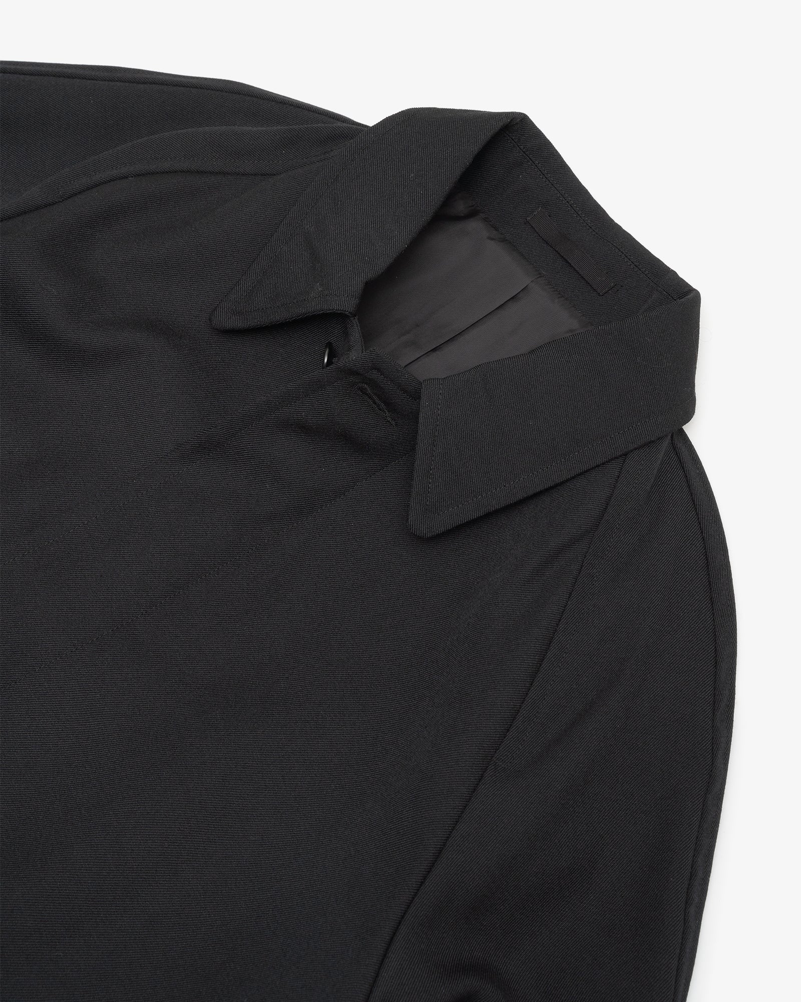 DRAFT COAT - BLACK HEAVYWEIGHT WOOL GABARDINE