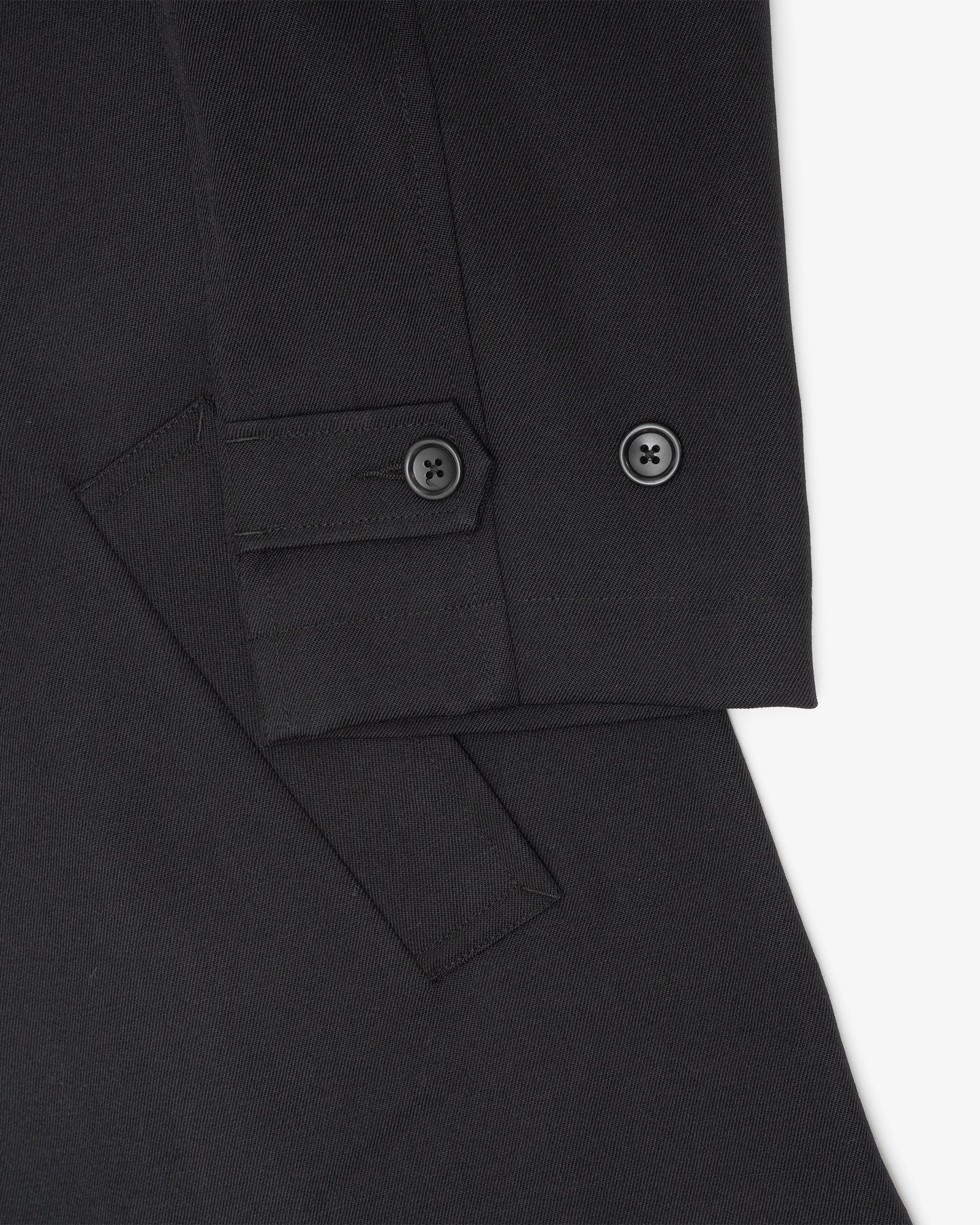 DRAFT COAT - BLACK HEAVYWEIGHT WOOL GABARDINE