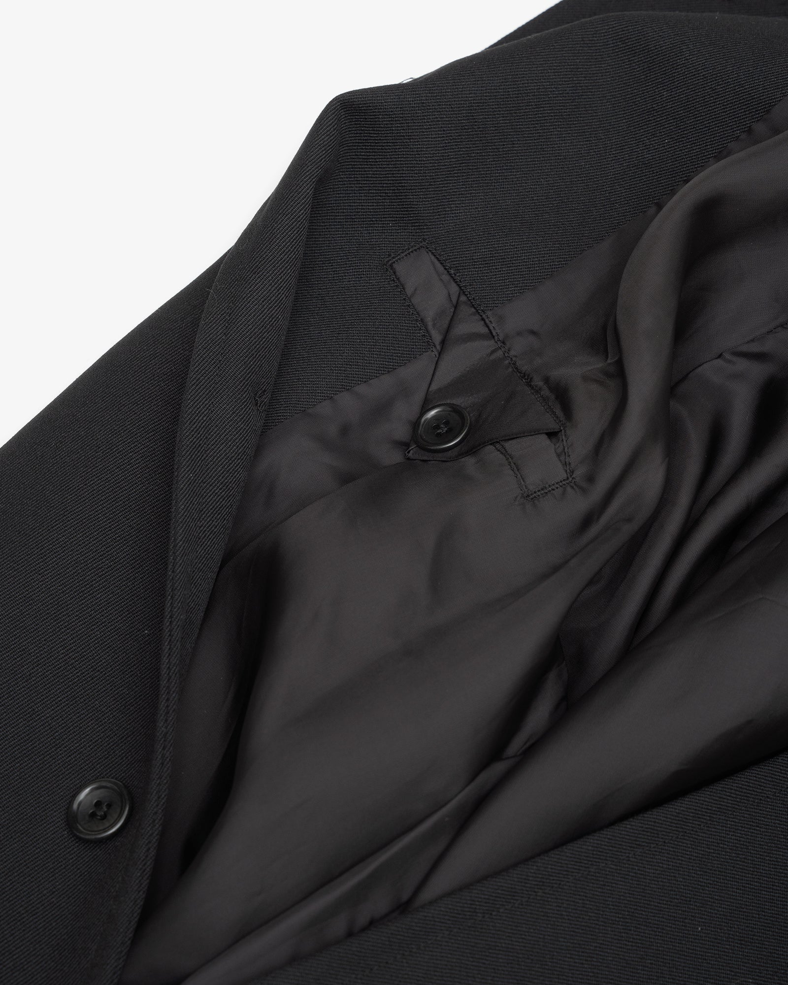 DRAFT COAT - BLACK HEAVYWEIGHT WOOL GABARDINE