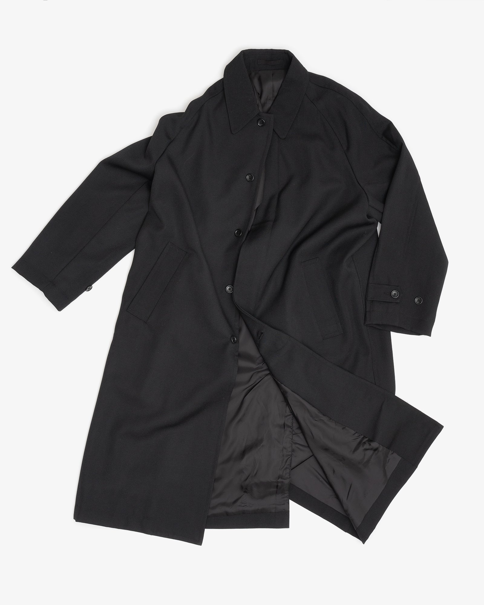 DRAFT COAT - BLACK HEAVYWEIGHT WOOL GABARDINE