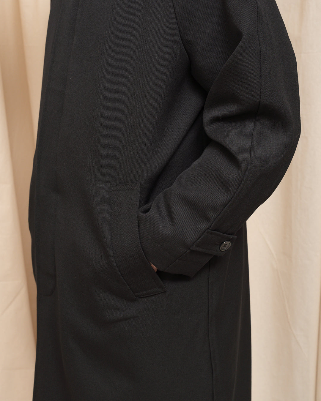 DRAFT COAT - BLACK HEAVYWEIGHT WOOL GABARDINE