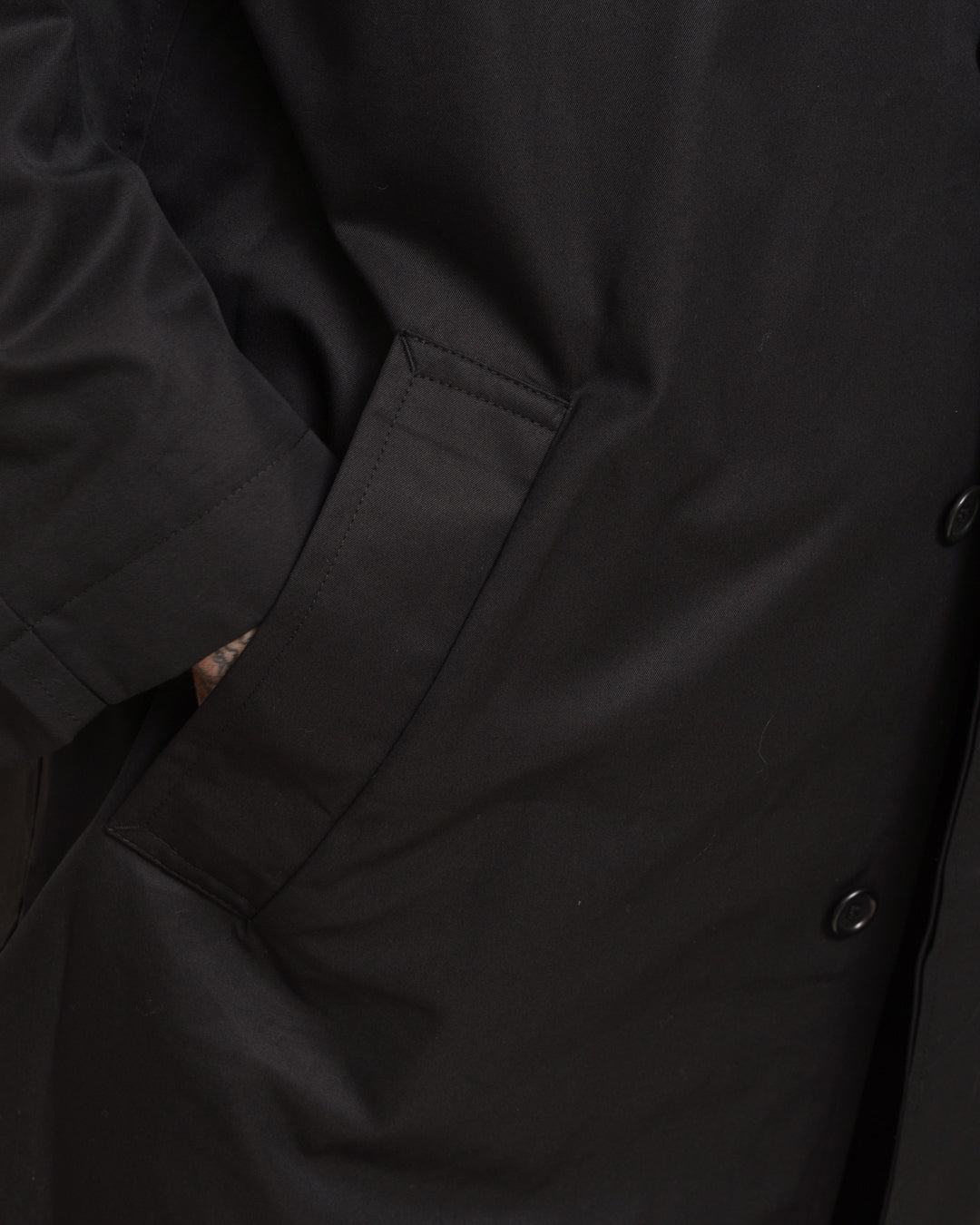 DRAFT COAT - BLACK COTTON MASTERSHIELD