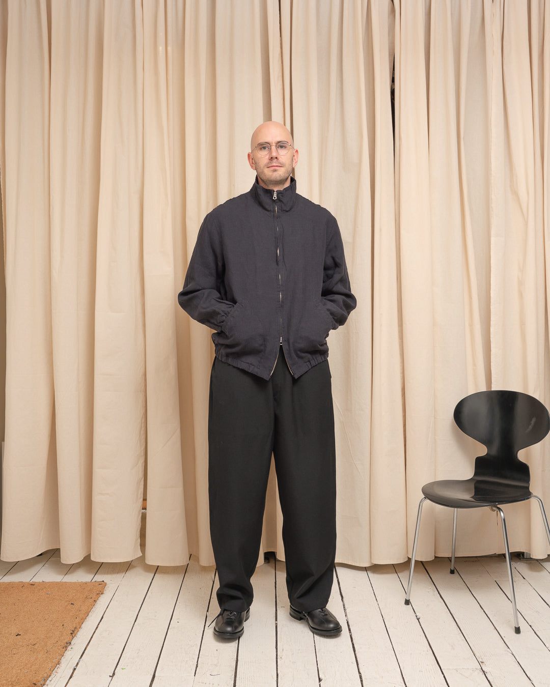 CIRCUIT JACKET - BLACK WASHED BELGIAN LINEN