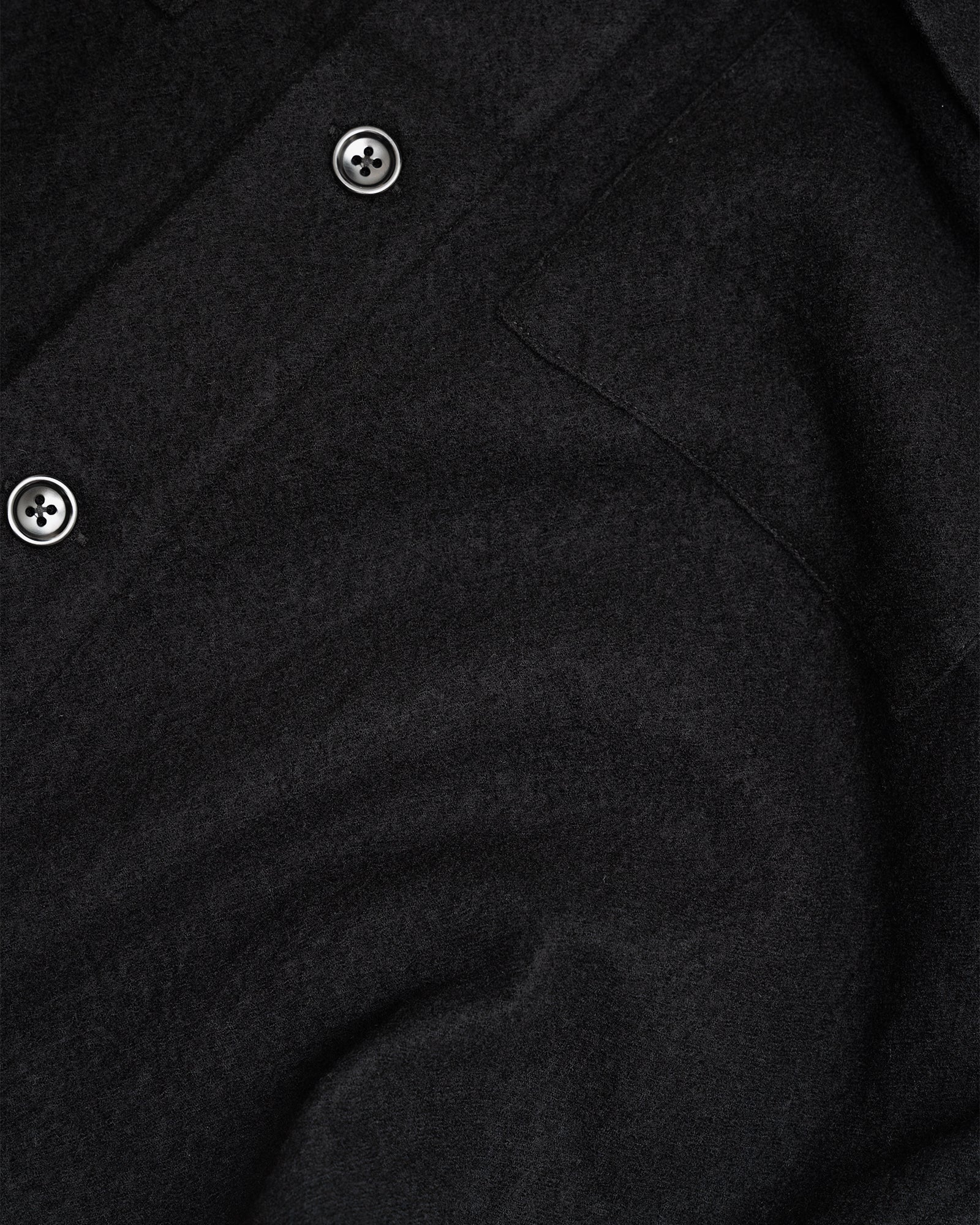 DOUBLE POCKET OVERSHIRT - BLACK PIECE DYED WOOL TWILL