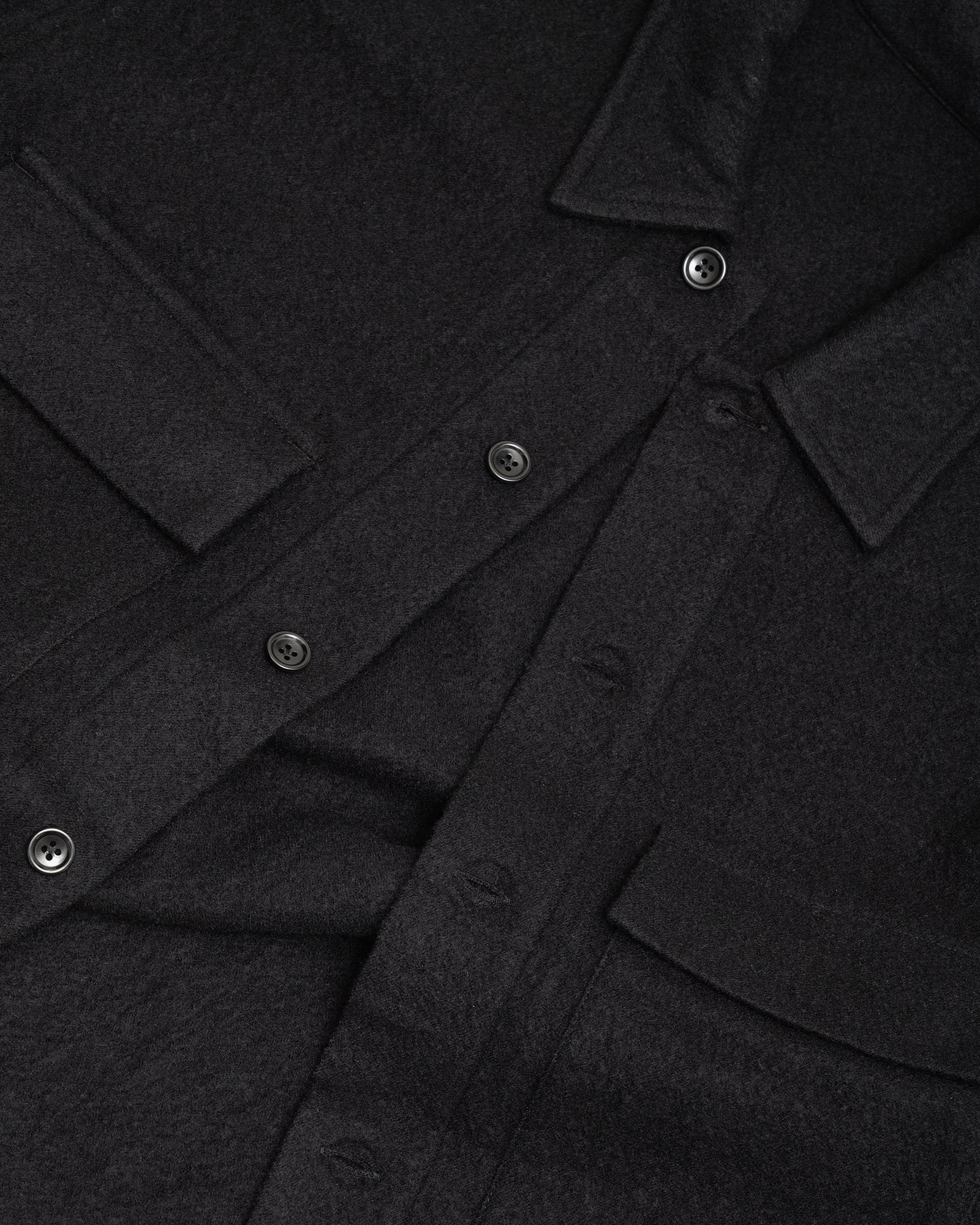 DOUBLE POCKET OVERSHIRT - BLACK PIECE DYED WOOL TWILL