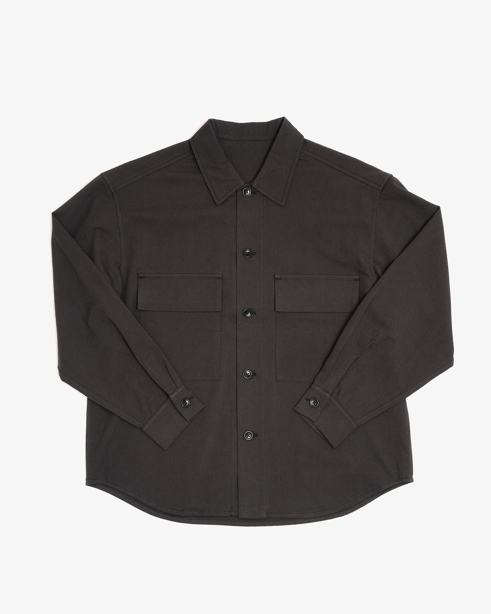 DOUBLE POCKET OVERSHIRT - CHARCOAL COTTON/WOOL TWILL