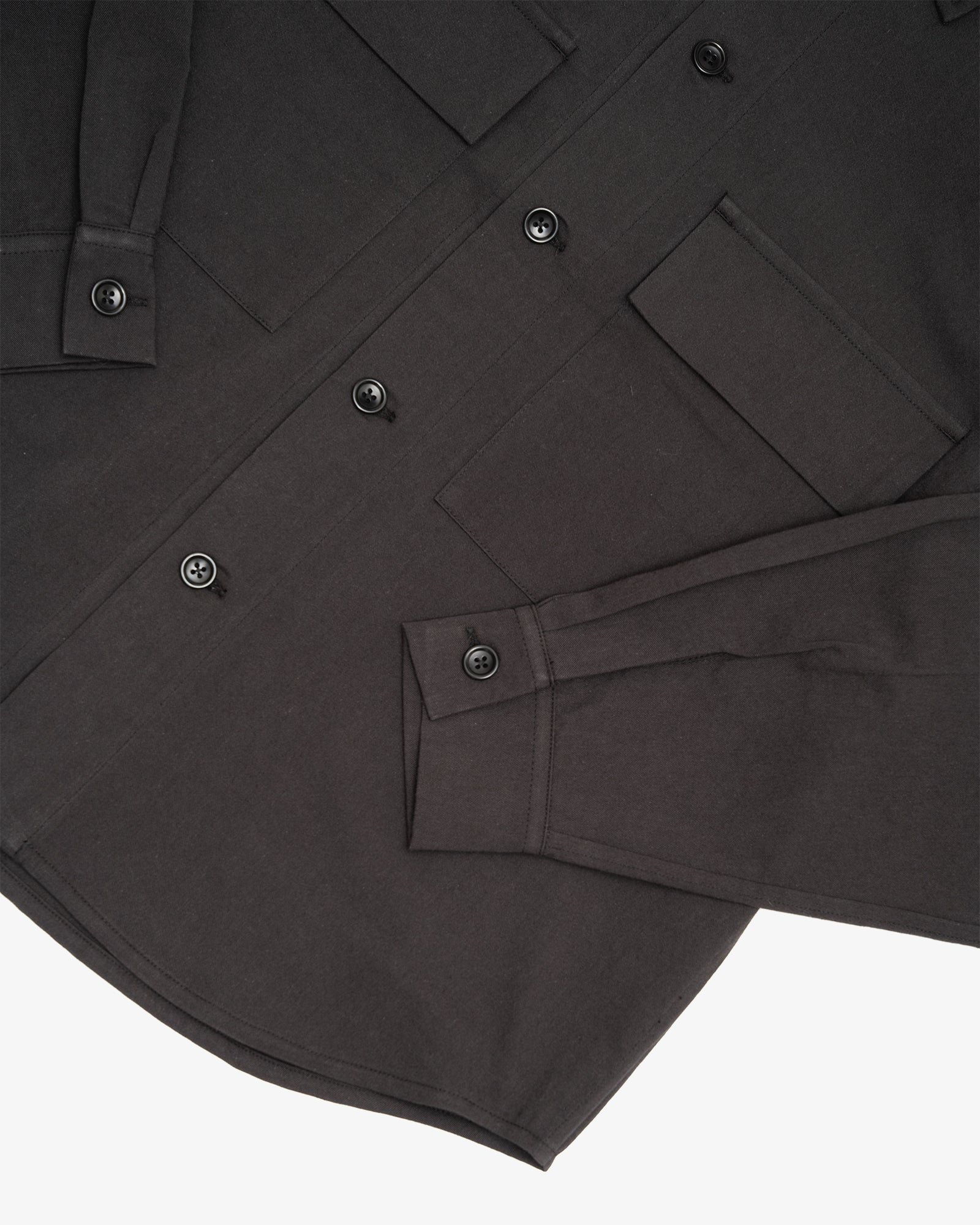 DOUBLE POCKET OVERSHIRT - CHARCOAL COTTON/WOOL TWILL