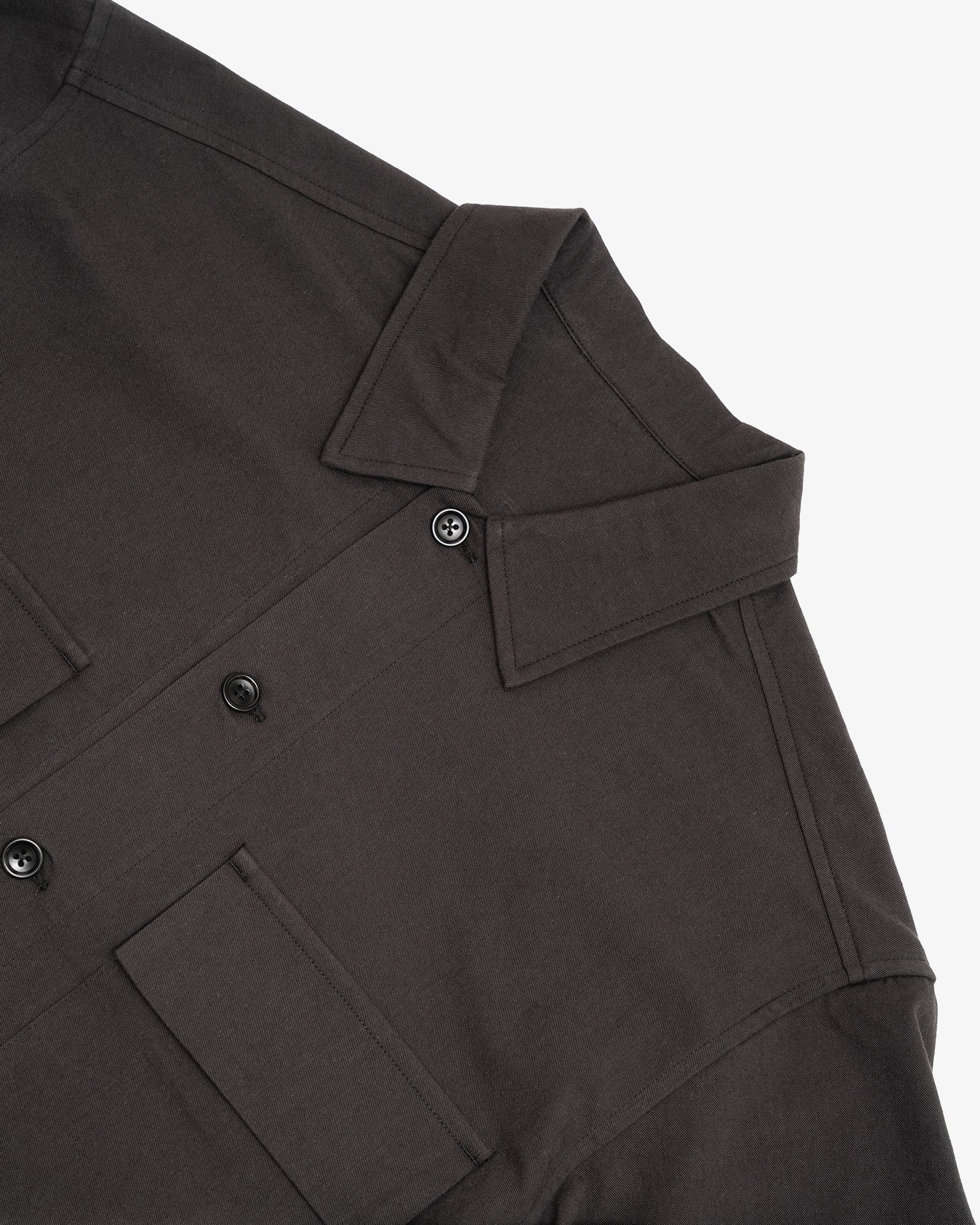 DOUBLE POCKET OVERSHIRT - CHARCOAL COTTON/WOOL TWILL