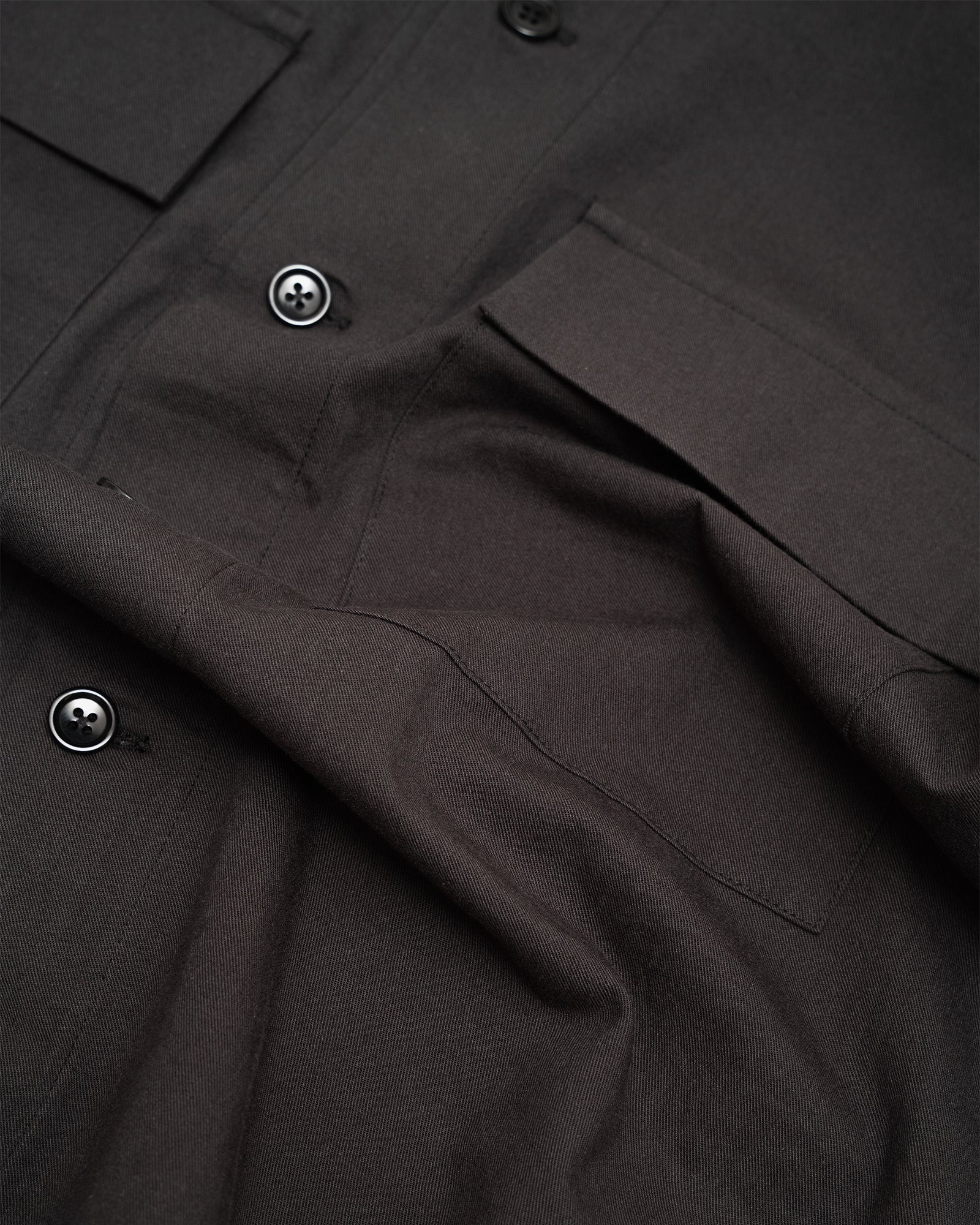DOUBLE POCKET OVERSHIRT - CHARCOAL COTTON/WOOL TWILL