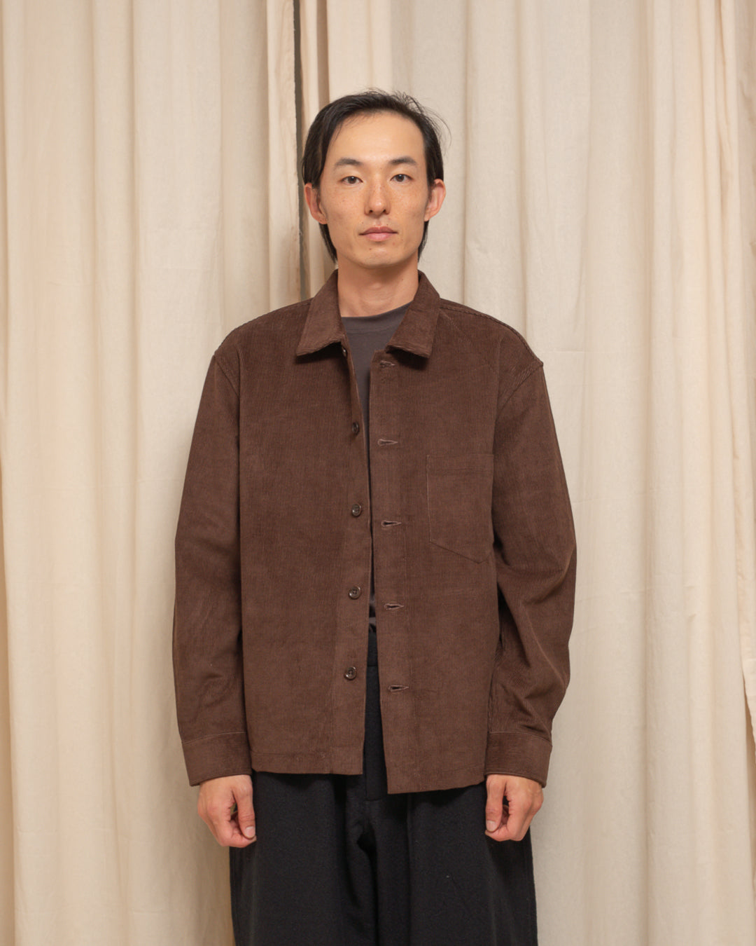 TRAVAIL SHIRT - DARK BROWN YARN DYED COTTON CORDUROY