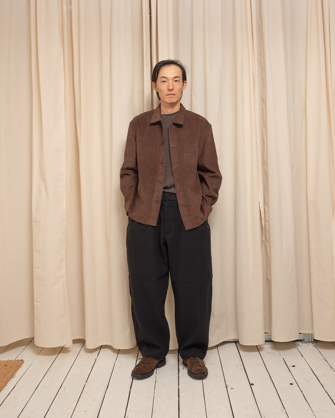 TRAVAIL SHIRT - DARK BROWN YARN DYED COTTON CORDUROY