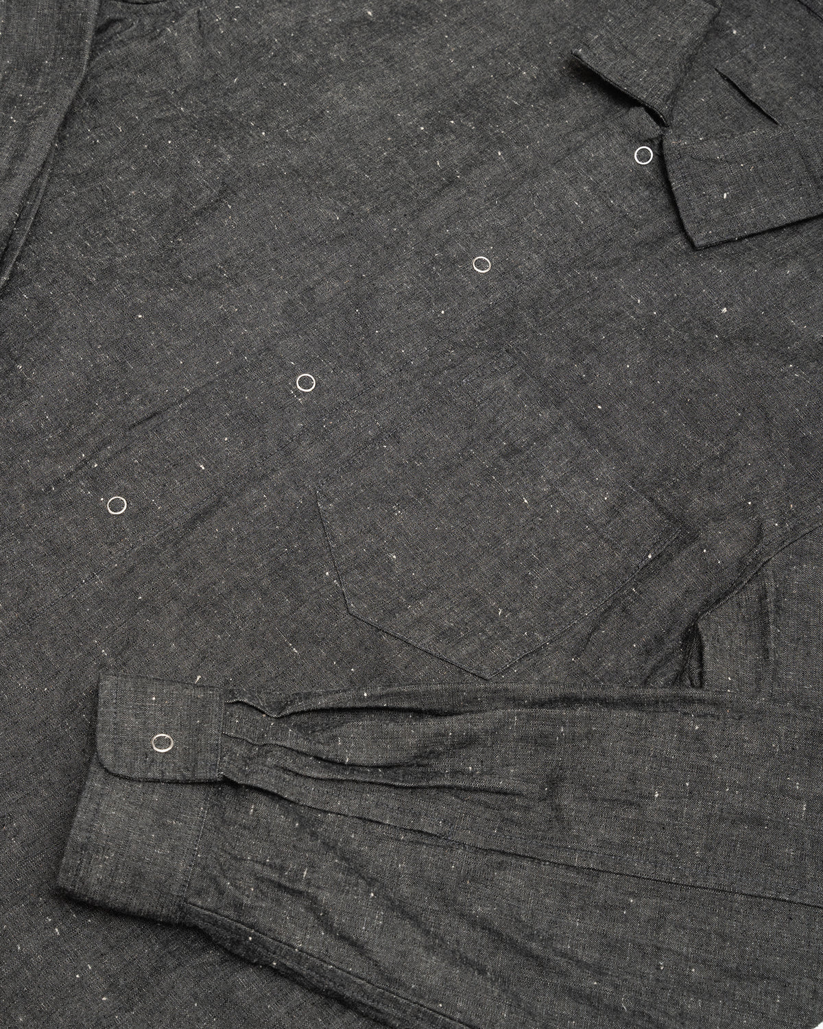 WORKSHOP SHIRT - GREY/BROWN COTTON/LINEN CHAMBRAY