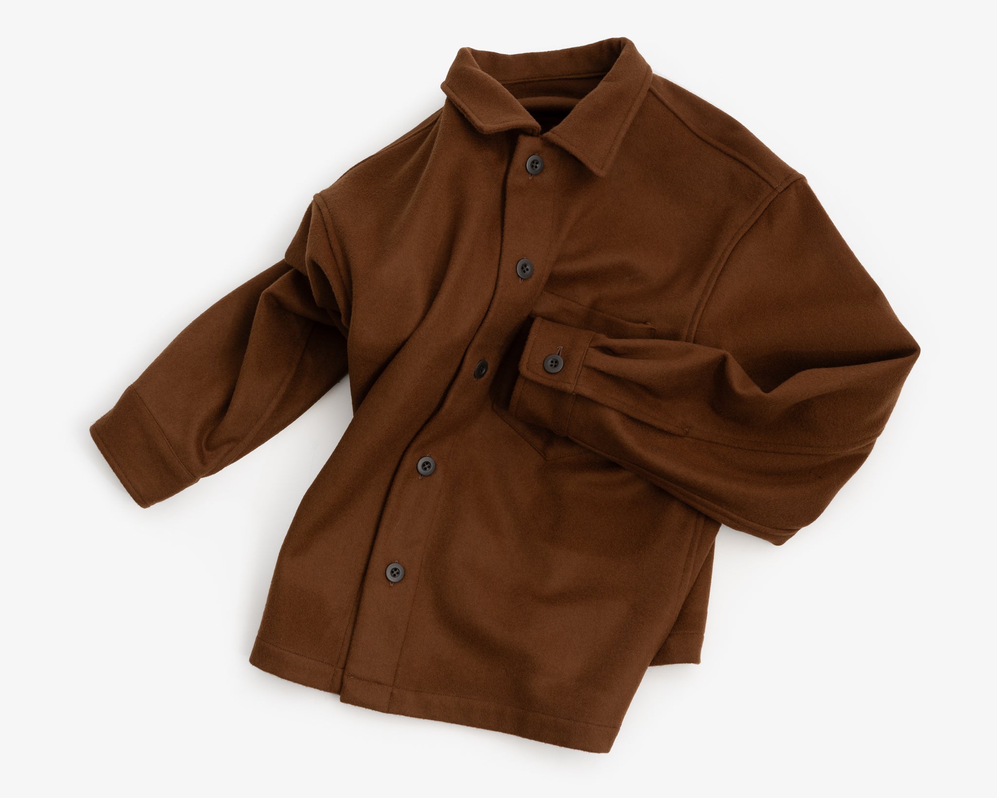 TRAVAIL SHIRT - BROWN WOOL FLANNEL – James Coward