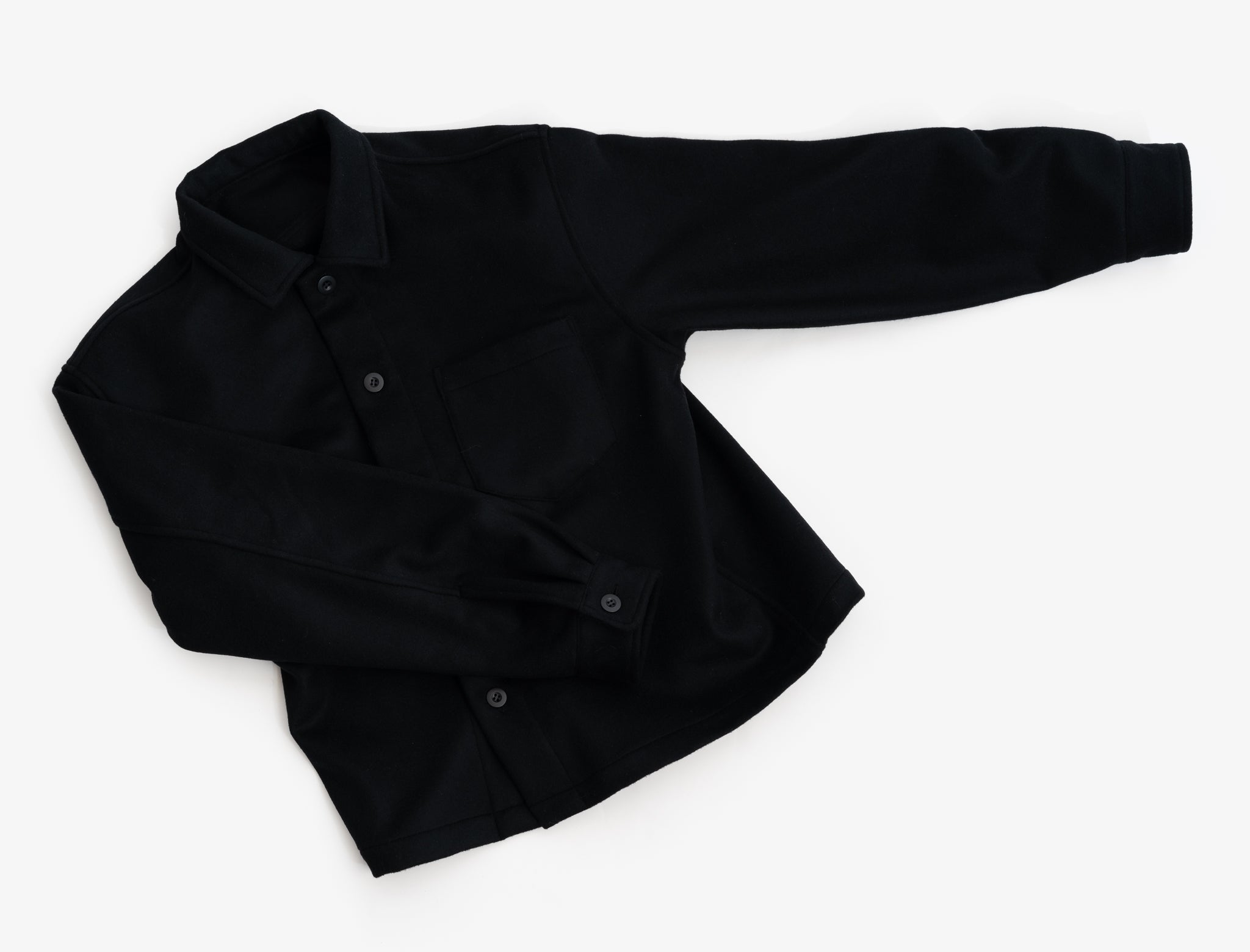 TRAVAIL SHIRT - BLACK WOOL FLANNEL – James Coward