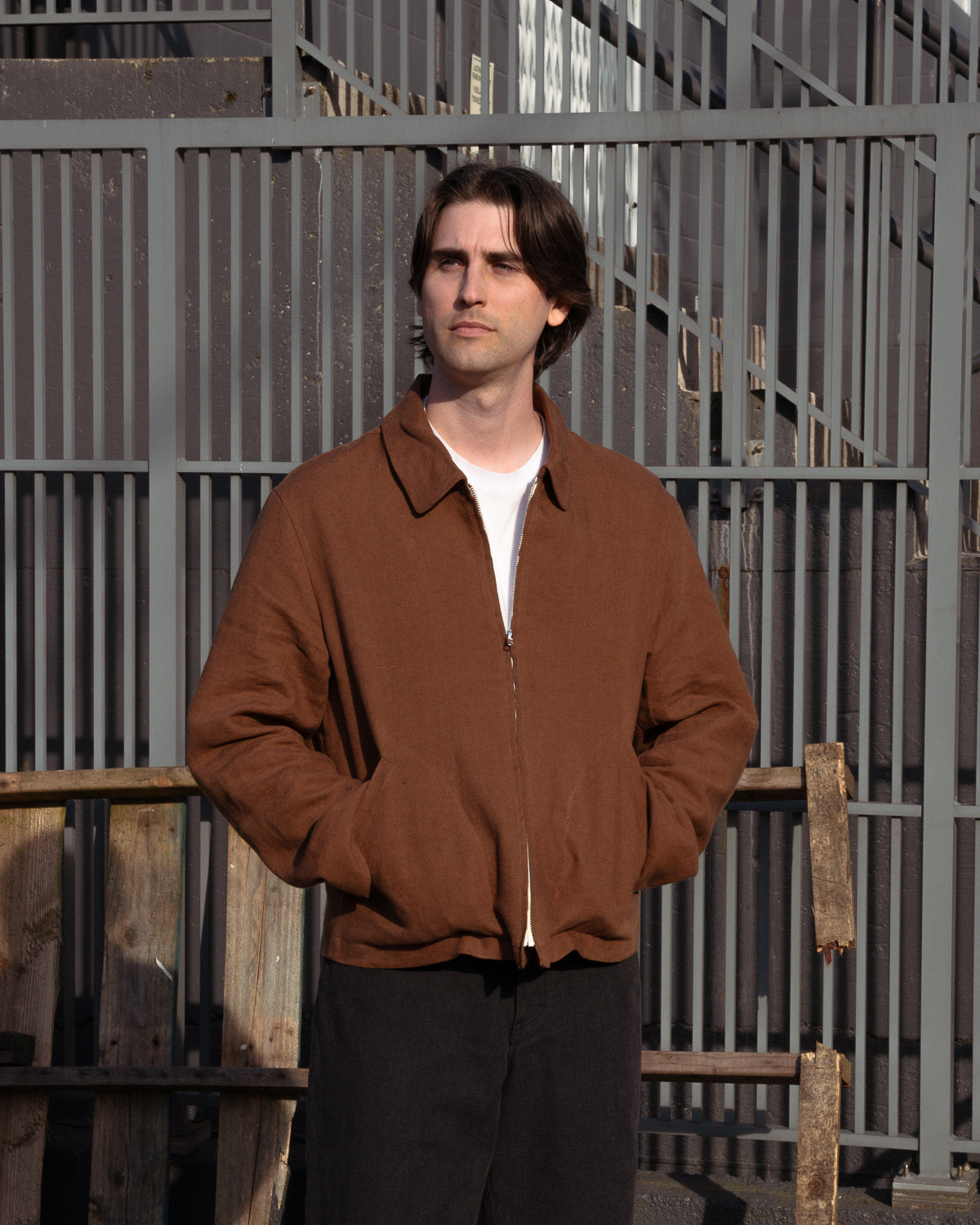 SITE JACKET - BROWN WELTERWEIGHT BELGIAN LINEN James Coward SITE JACKET - BROWN WELTERWEIGHT BELGIAN LINEN James Coward