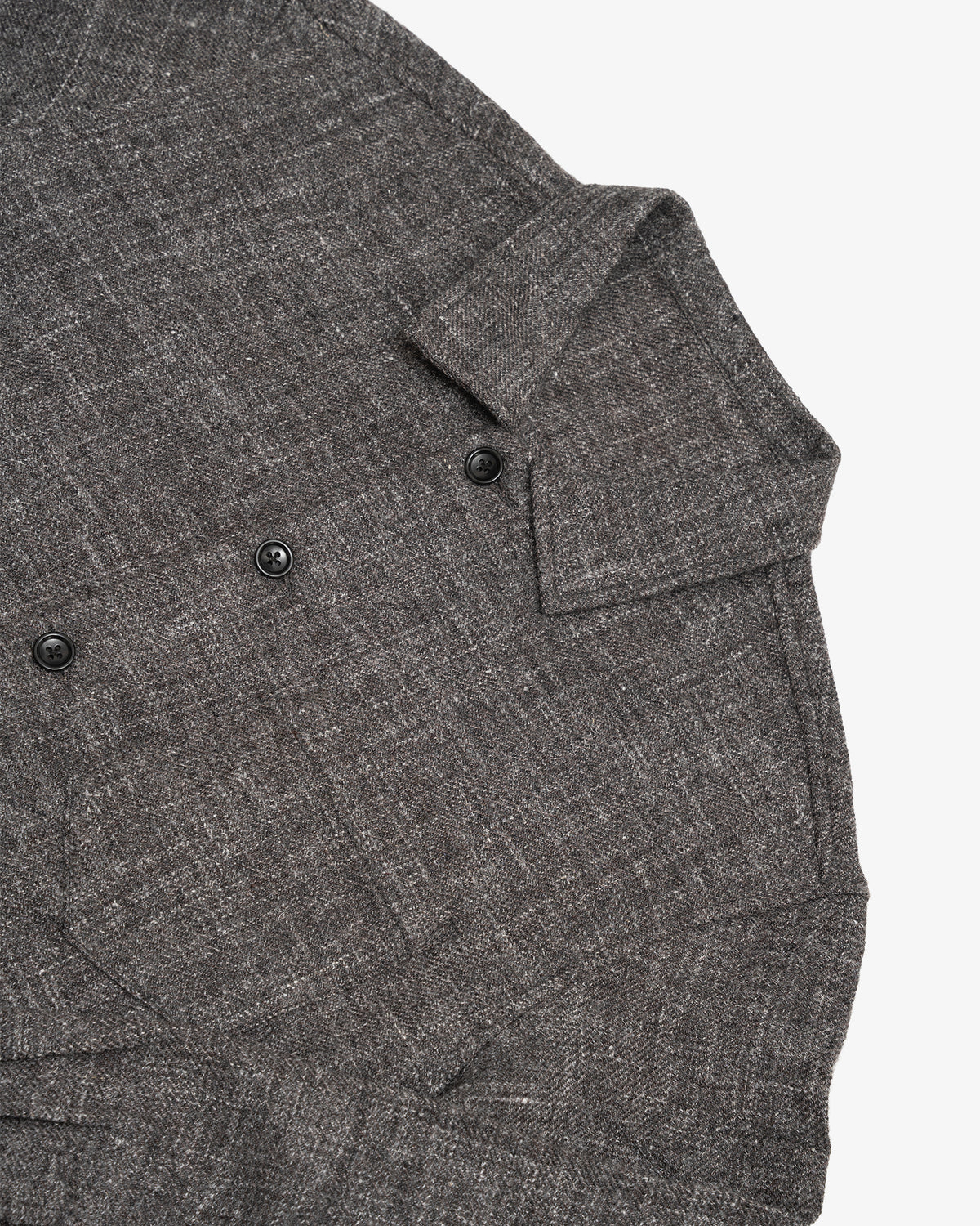 TRAVAIL SHIRT - GREY/BROWN SHETLAND WOOL/LINEN TWILL
