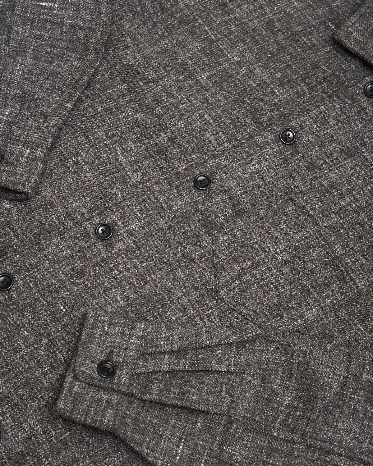 TRAVAIL SHIRT - GREY/BROWN SHETLAND WOOL/LINEN TWILL