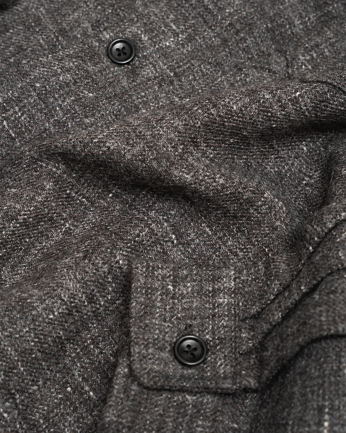 TRAVAIL SHIRT - GREY/BROWN SHETLAND WOOL/LINEN TWILL