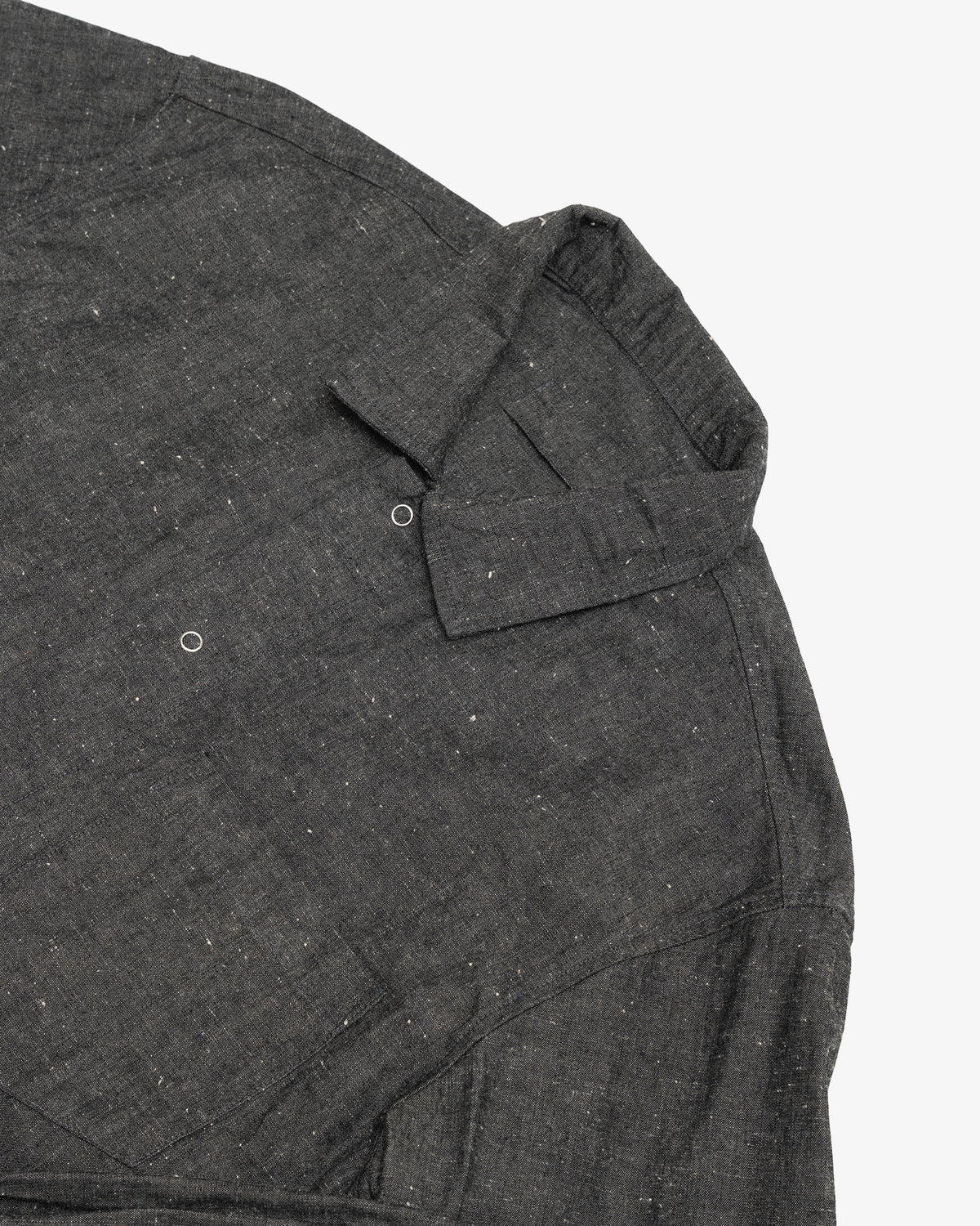 WORKSHOP SHIRT - GREY/BROWN COTTON/LINEN CHAMBRAY