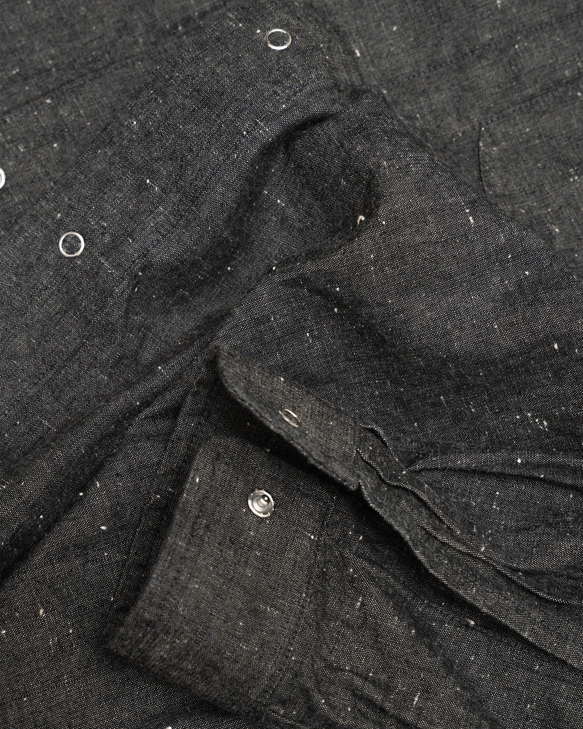 WORKSHOP SHIRT - GREY/BROWN COTTON/LINEN CHAMBRAY
