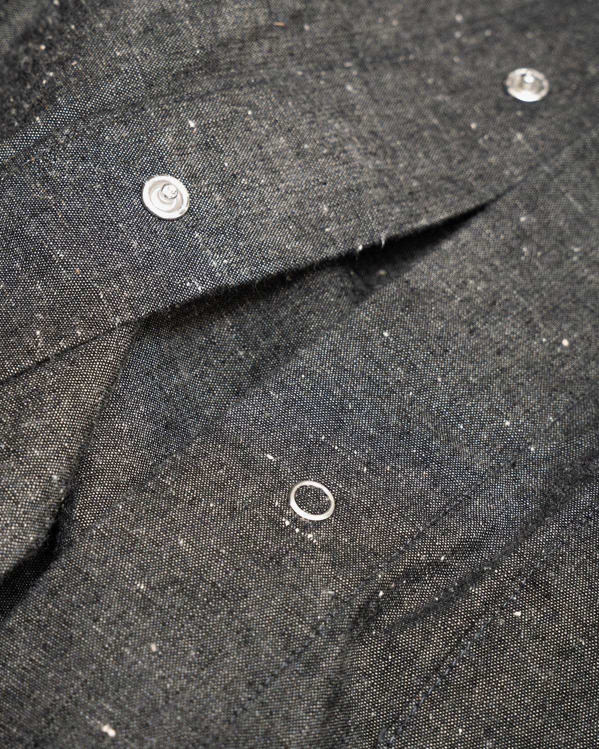WORKSHOP SHIRT - GREY/BROWN COTTON/LINEN CHAMBRAY