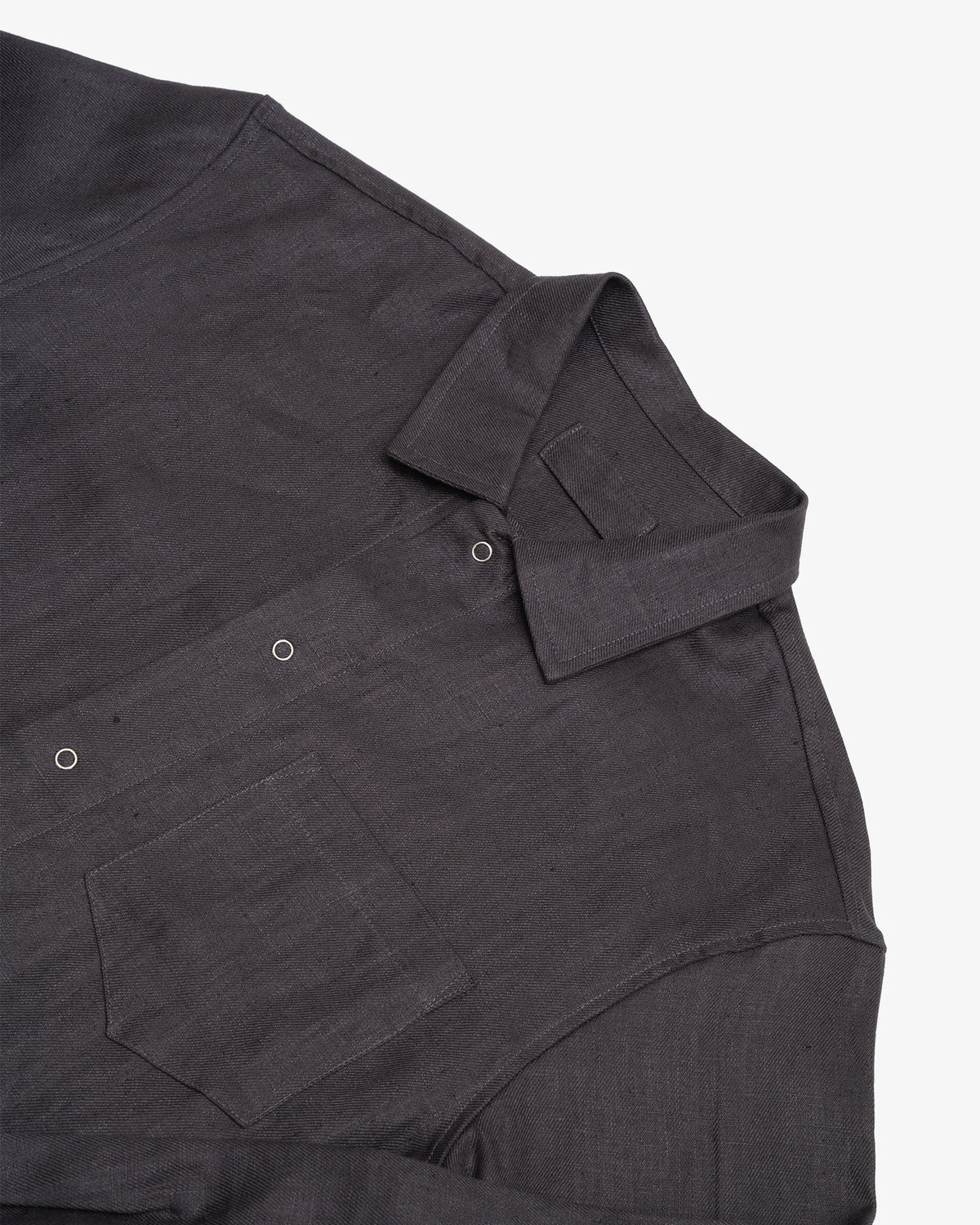 WORKSHOP SHIRT - CHARCOAL PIECE DYED LINEN GABARDINE