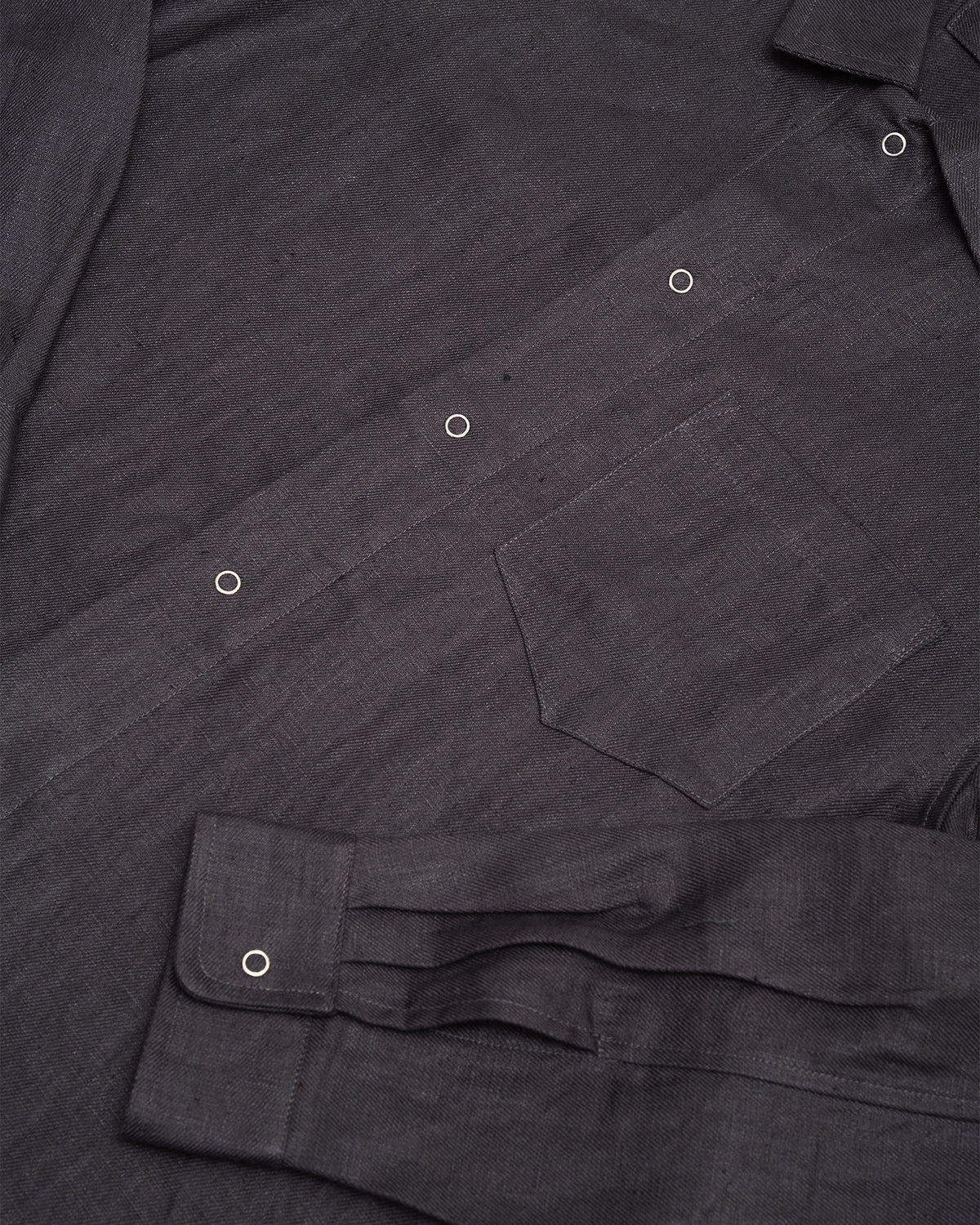 WORKSHOP SHIRT - CHARCOAL PIECE DYED LINEN GABARDINE