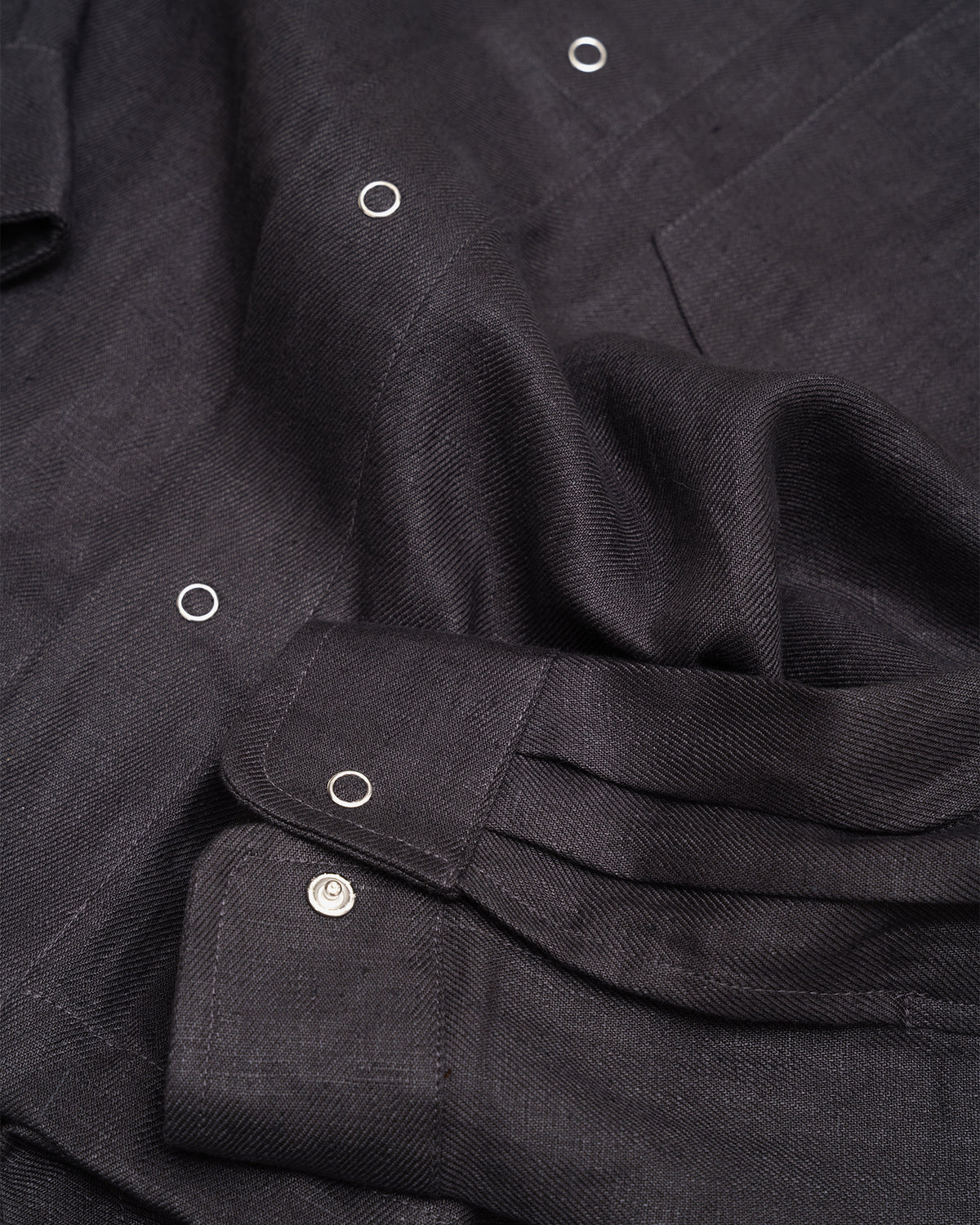WORKSHOP SHIRT - CHARCOAL PIECE DYED LINEN GABARDINE