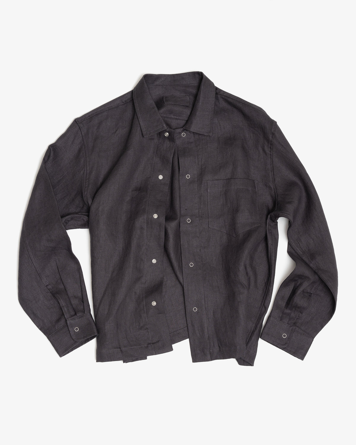 WORKSHOP SHIRT - CHARCOAL PIECE DYED LINEN GABARDINE