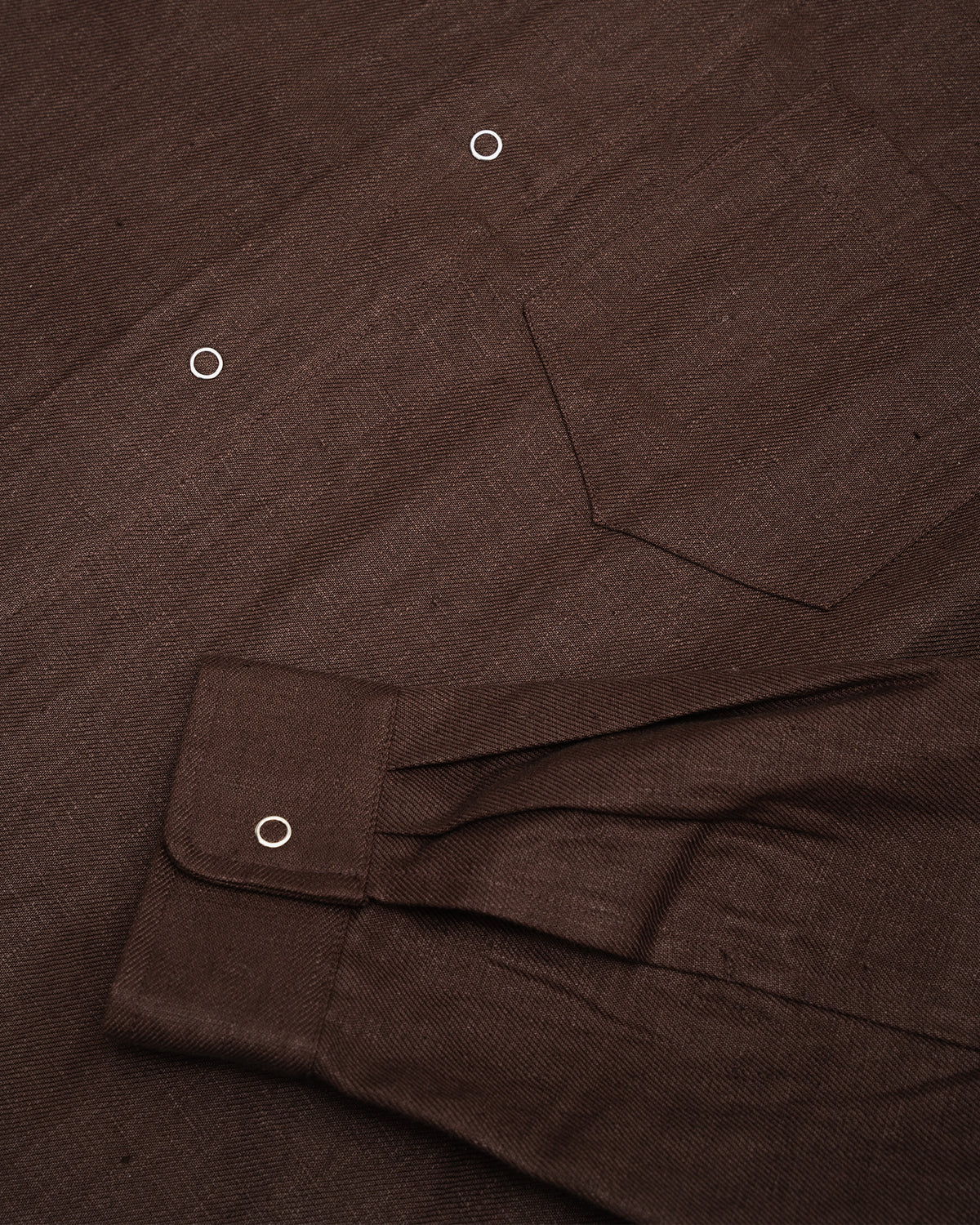 WORKSHOP SHIRT - DARK BROWN PIECE DYED LINEN GABARDINE
