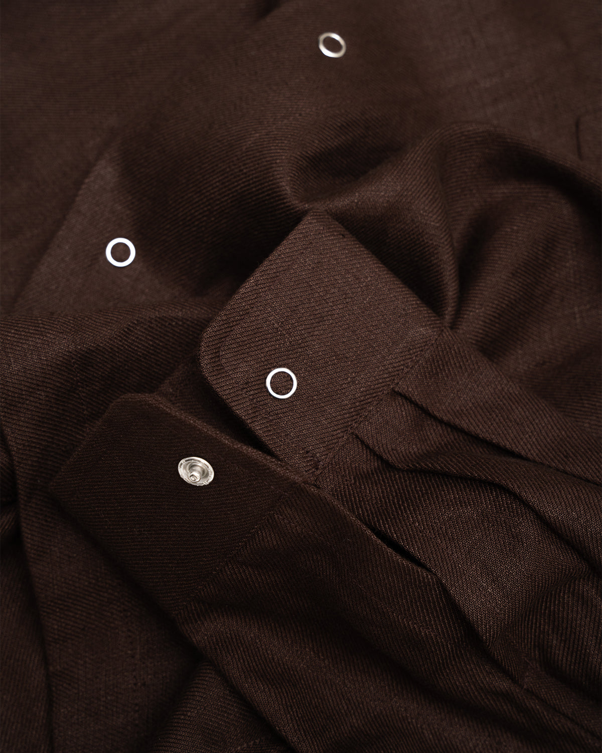 WORKSHOP SHIRT - DARK BROWN PIECE DYED LINEN GABARDINE