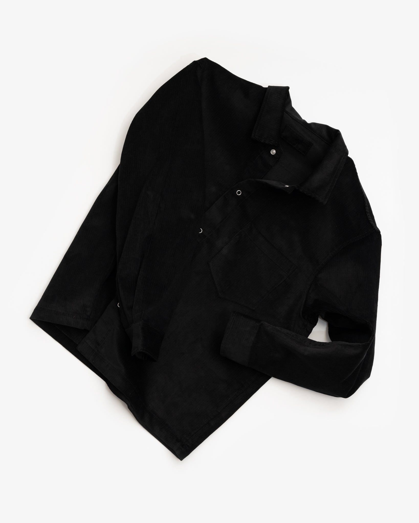 WORKSHOP SHIRT - BLACK COTTON CORDUROY – James Coward