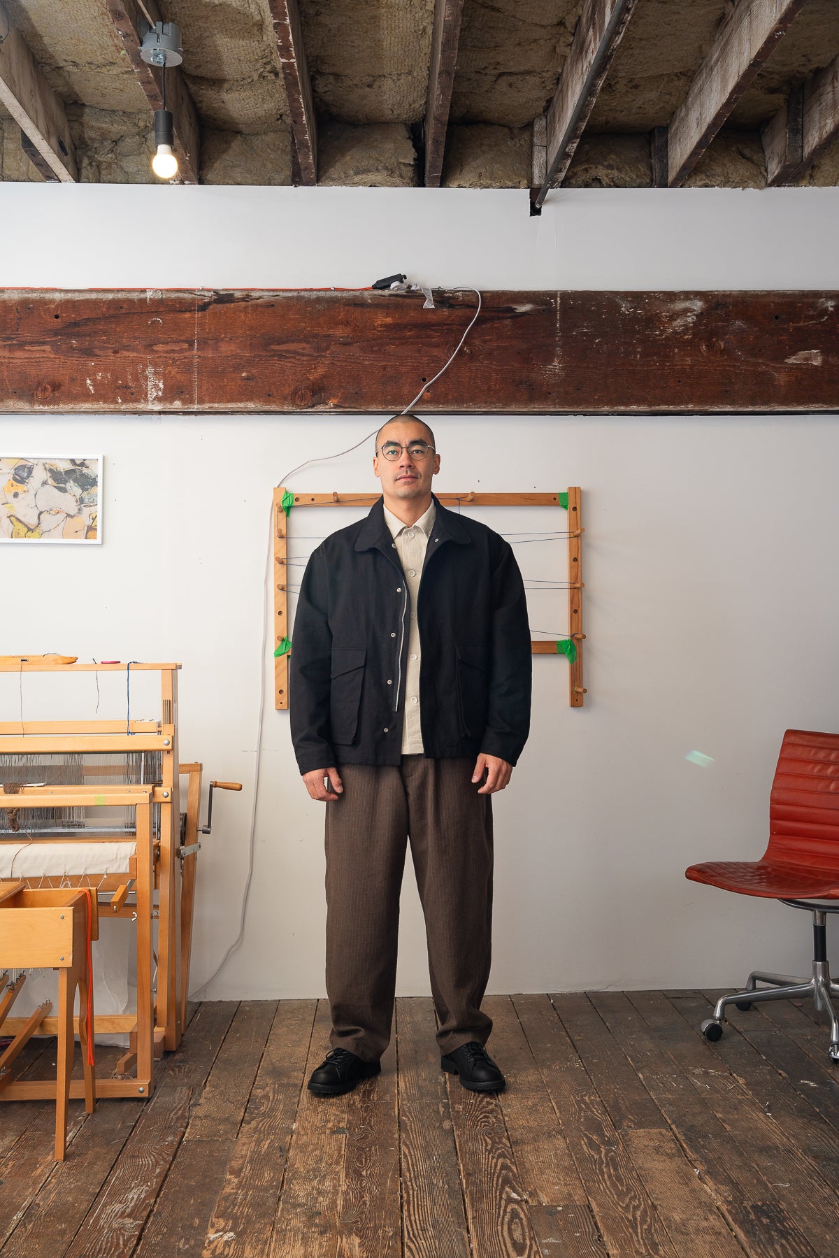 SIX JACKET - BLACK WAXED COTTON/WASHI OXFORD CLOTH – James Coward