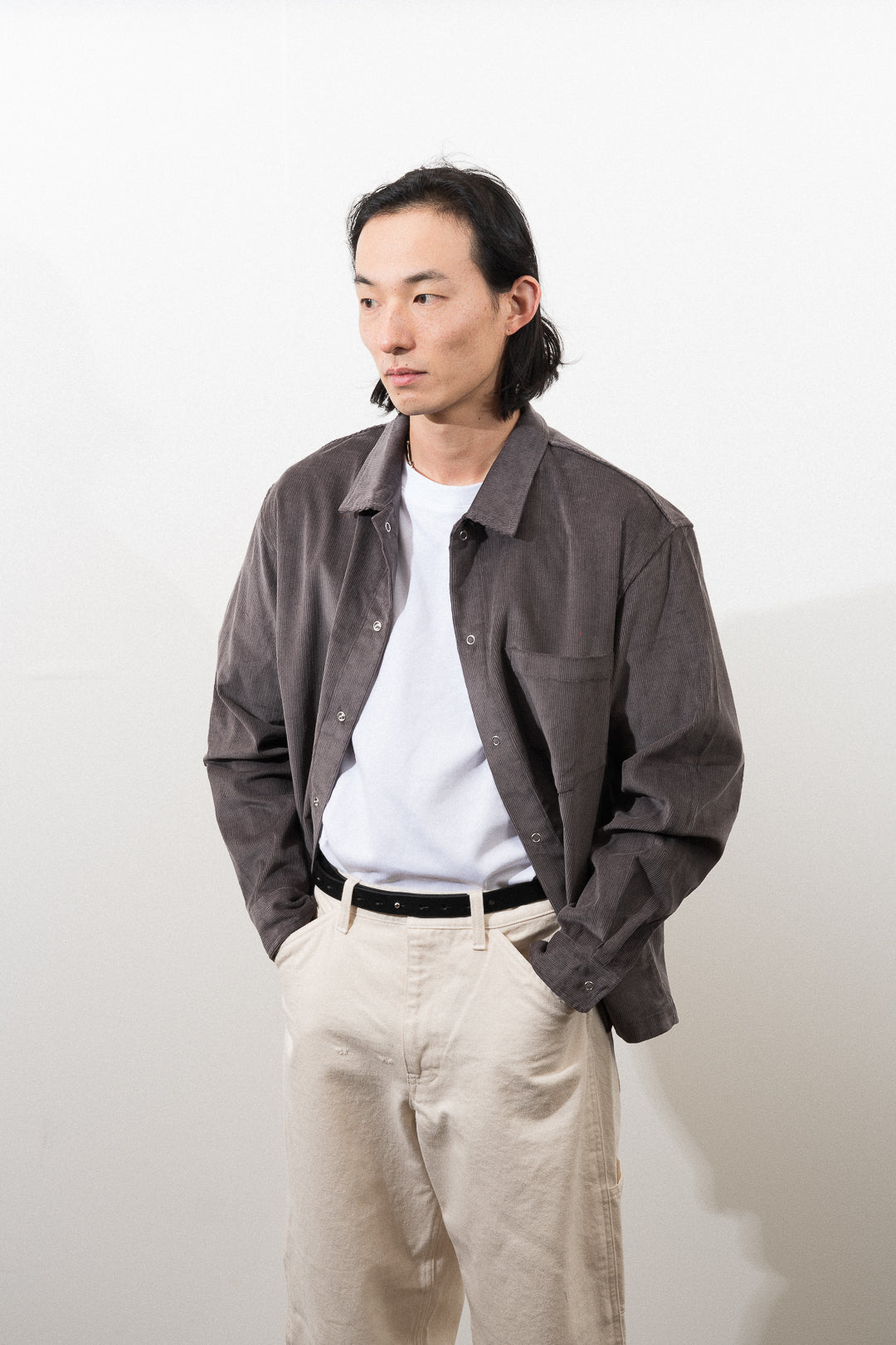 WORKSHOP SHIRT - CHARCOAL COTTON CORDUROY