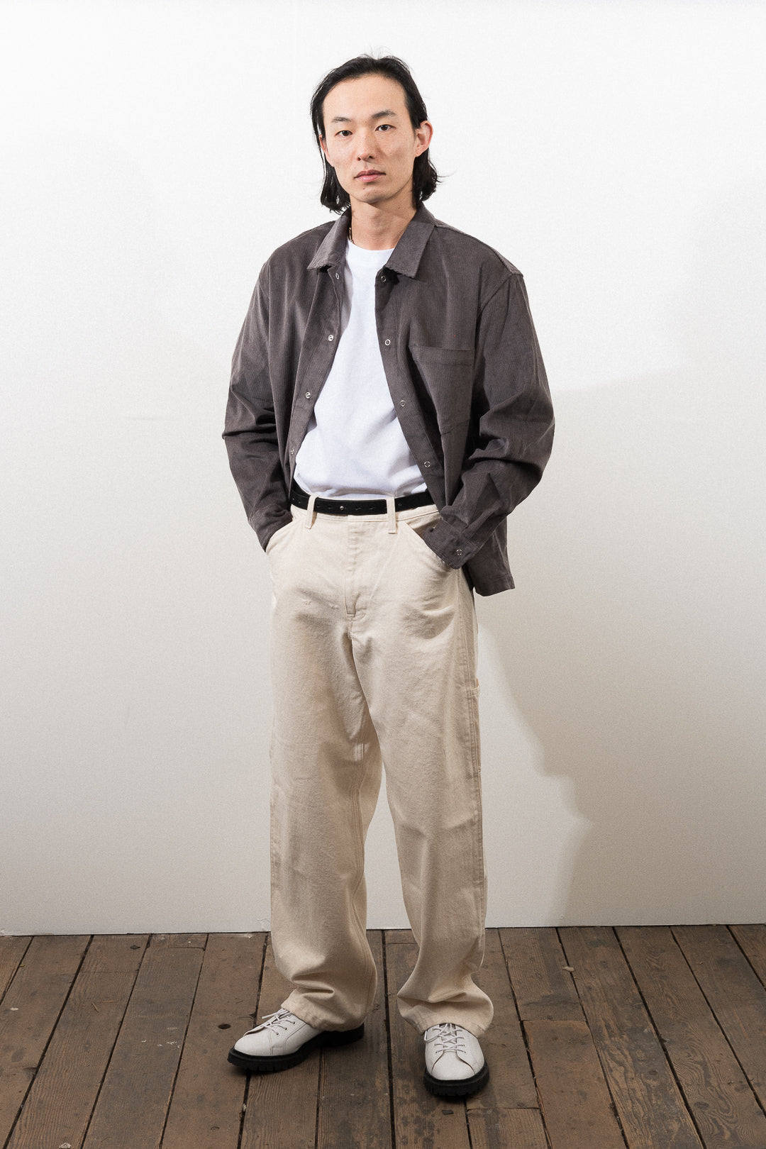 WORKSHOP SHIRT - CHARCOAL COTTON CORDUROY