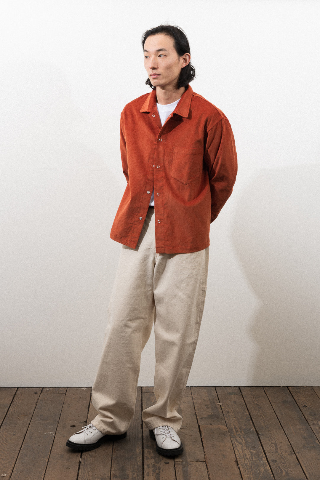 50s corduroy shirt サーモンピンク　オレンジ　ウエスタン Wyatt Pearl Snap Corduroy Shirt | Burnt Orange | Sendero