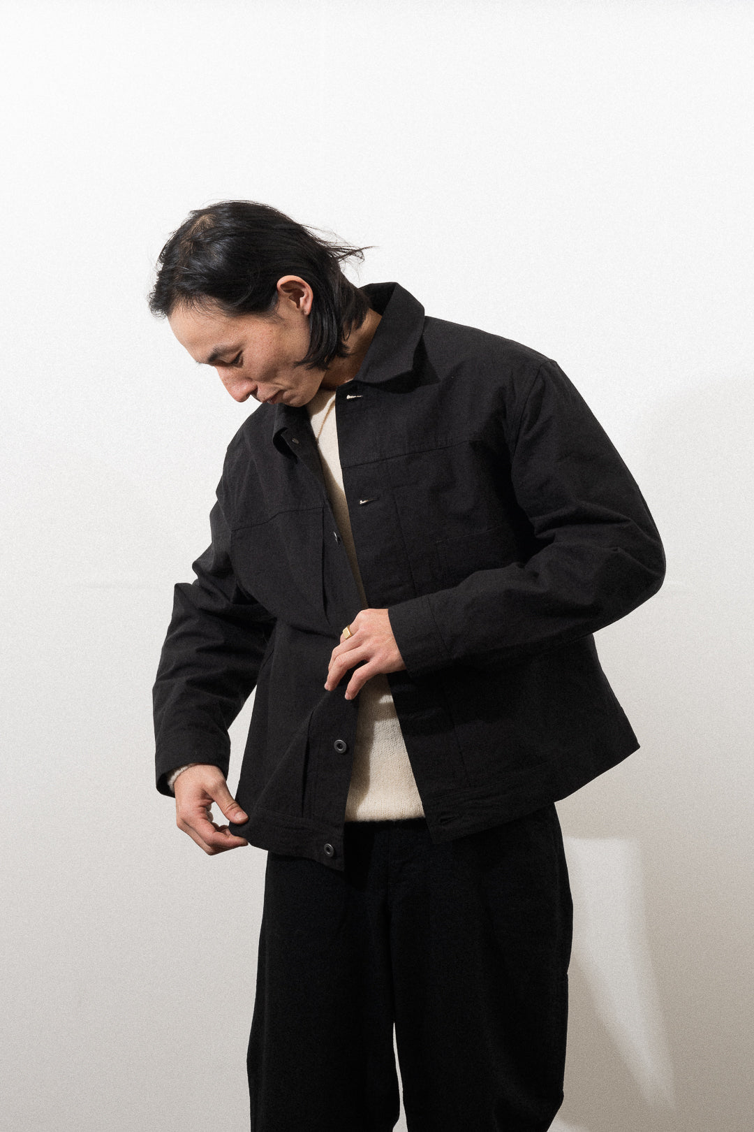 RANGE JACKET - BLACK WEATHER CLOTH – James Coward