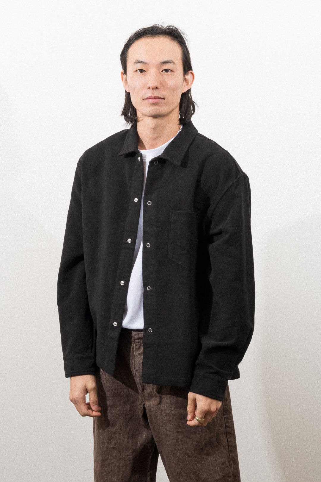 WORKSHOP SHIRT - BLACK MOLESKIN – James Coward