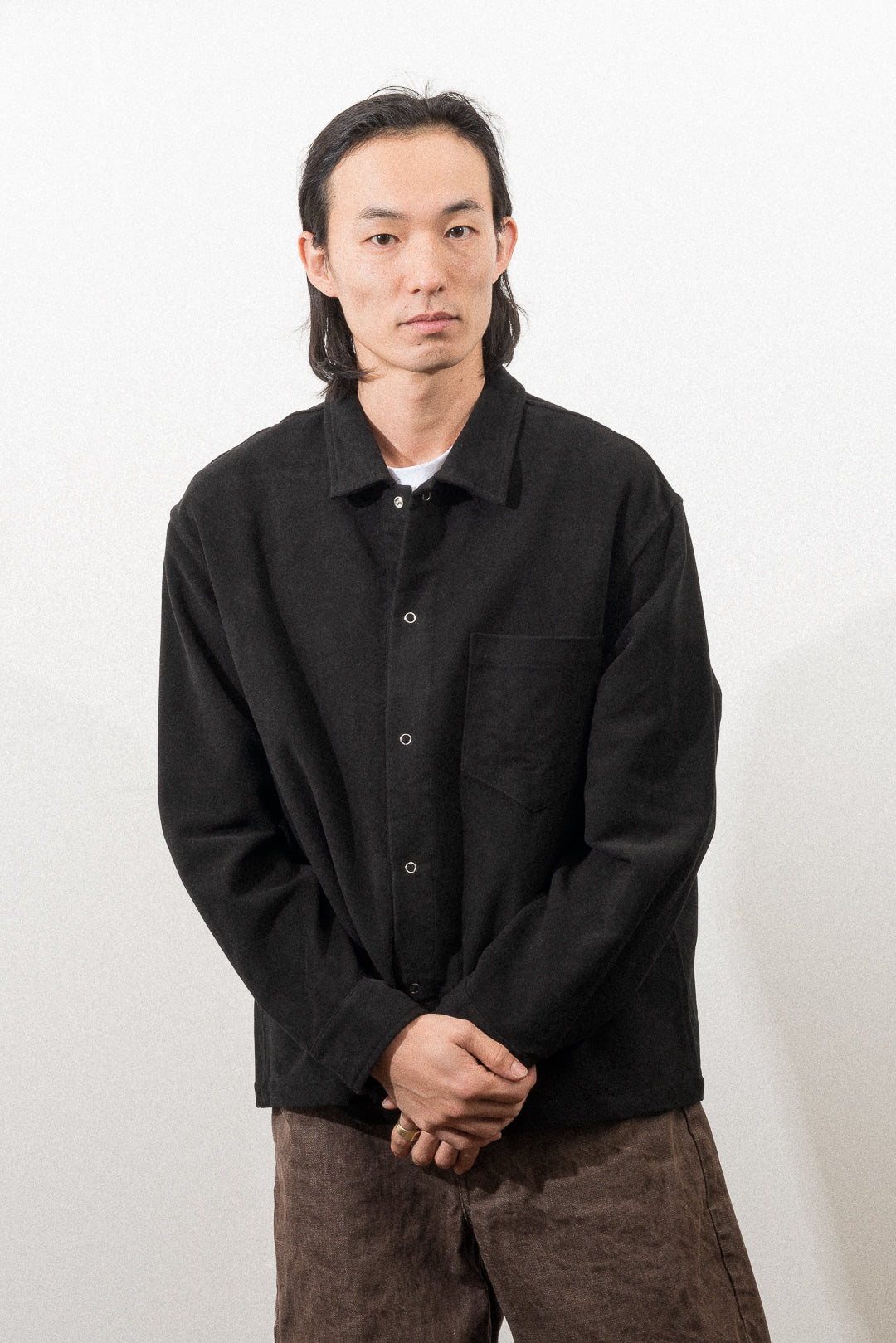 WORKSHOP SHIRT - BLACK MOLESKIN – James Coward