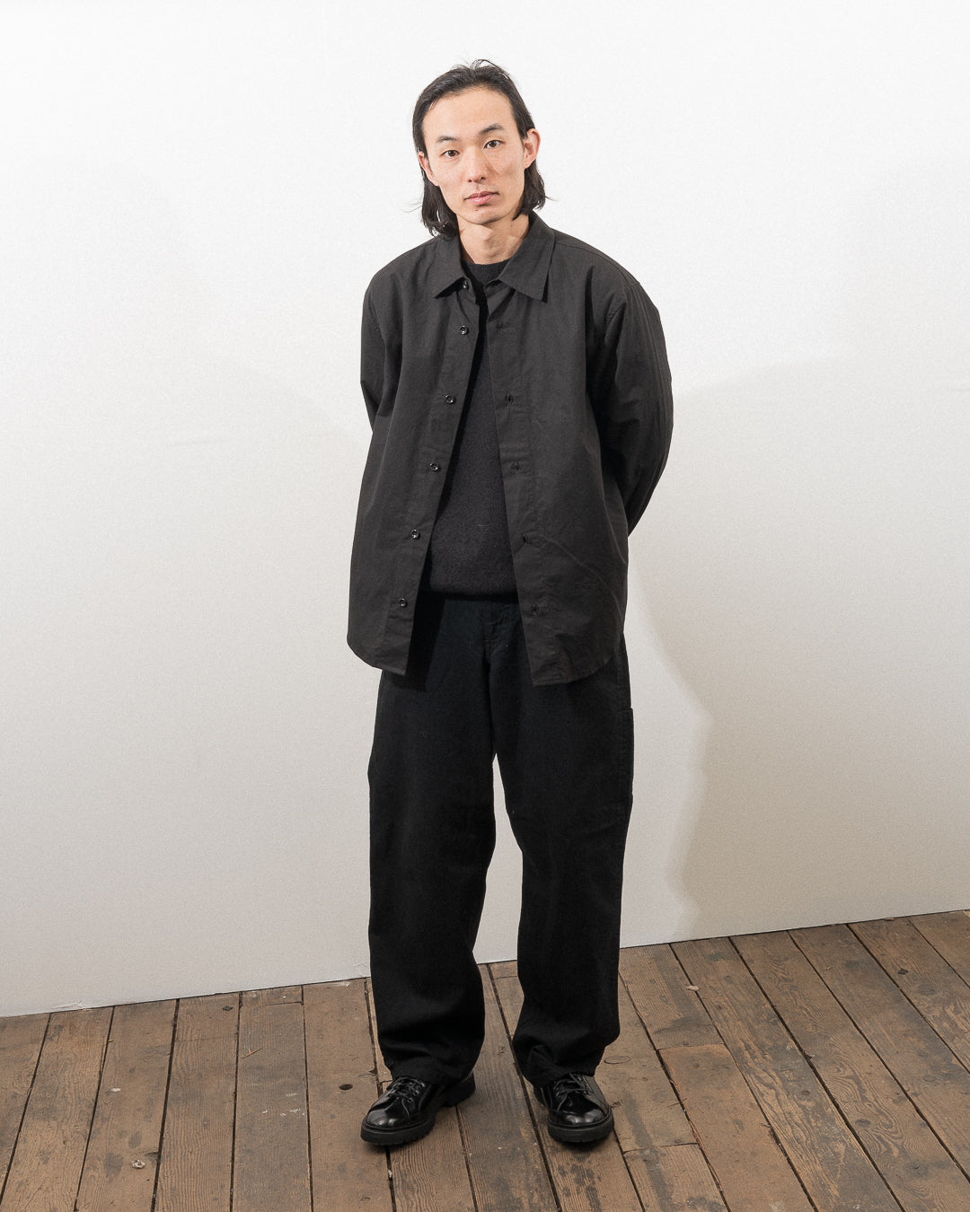 FILTER SHIRT - BLACK COTTON WASHI