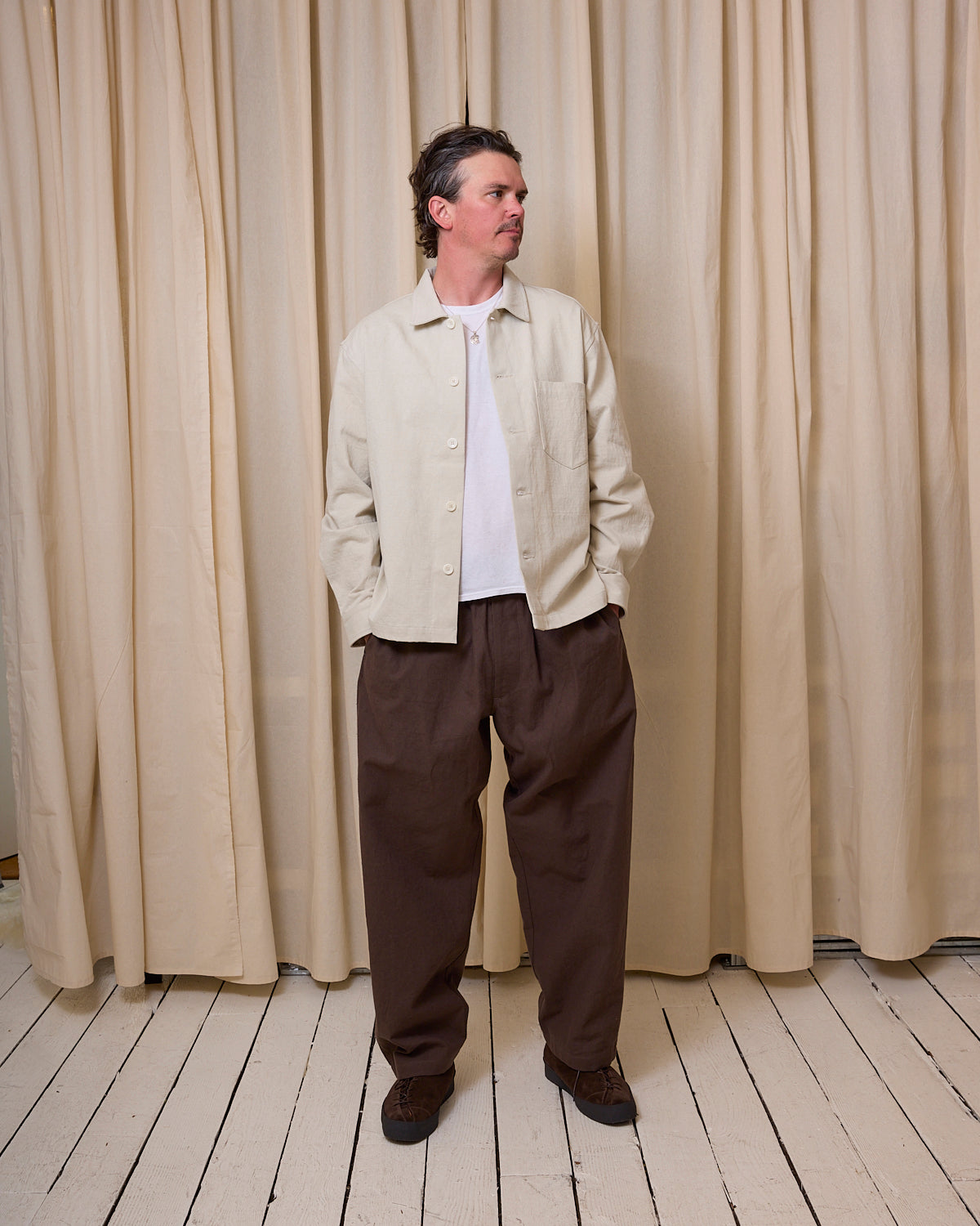 TRAVAIL SHIRT - CLAY DRUM DYED BACK SATIN